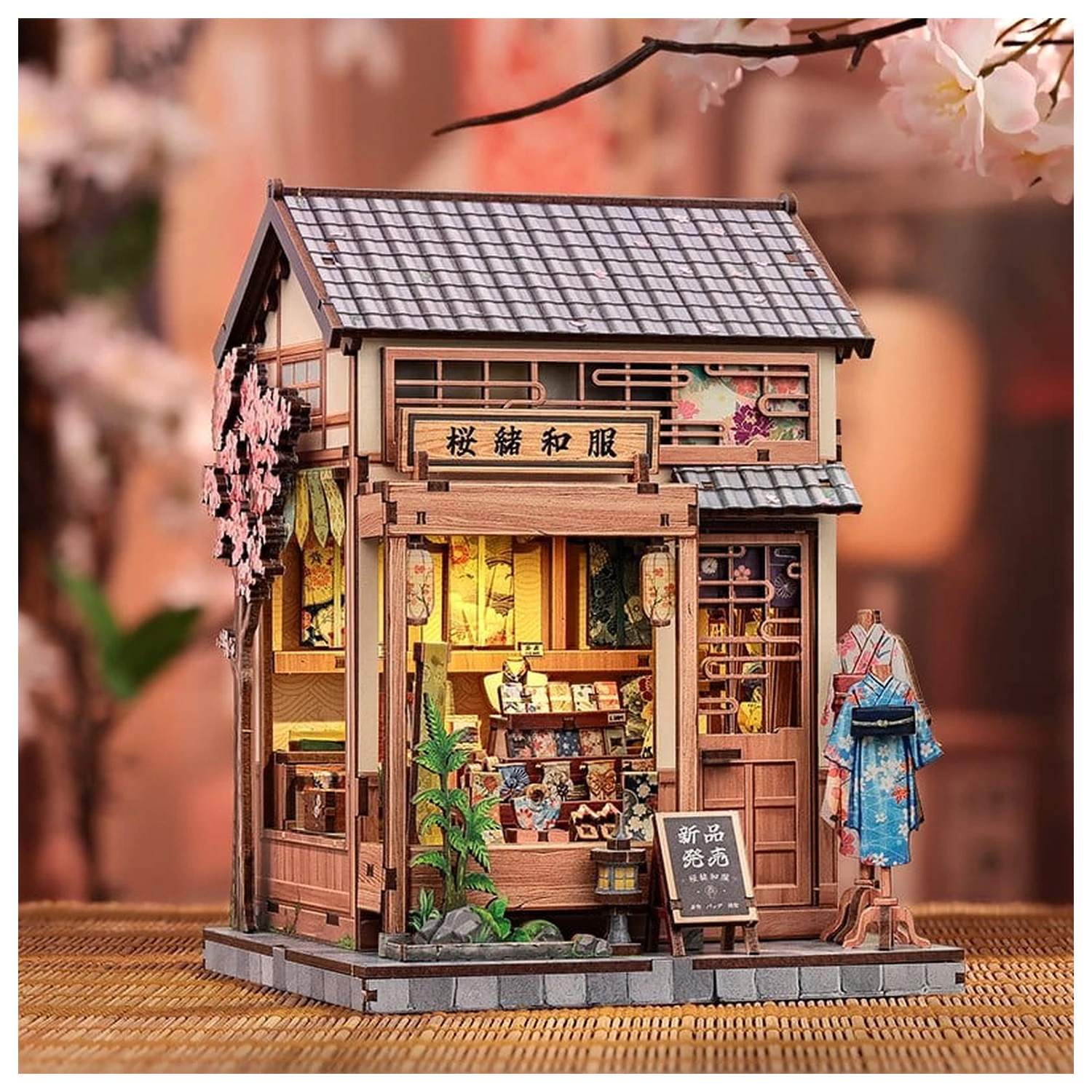 Miniatur Haus Modellbausatz Sakura O Kimono Shop 19 x 14 cm Produktfoto