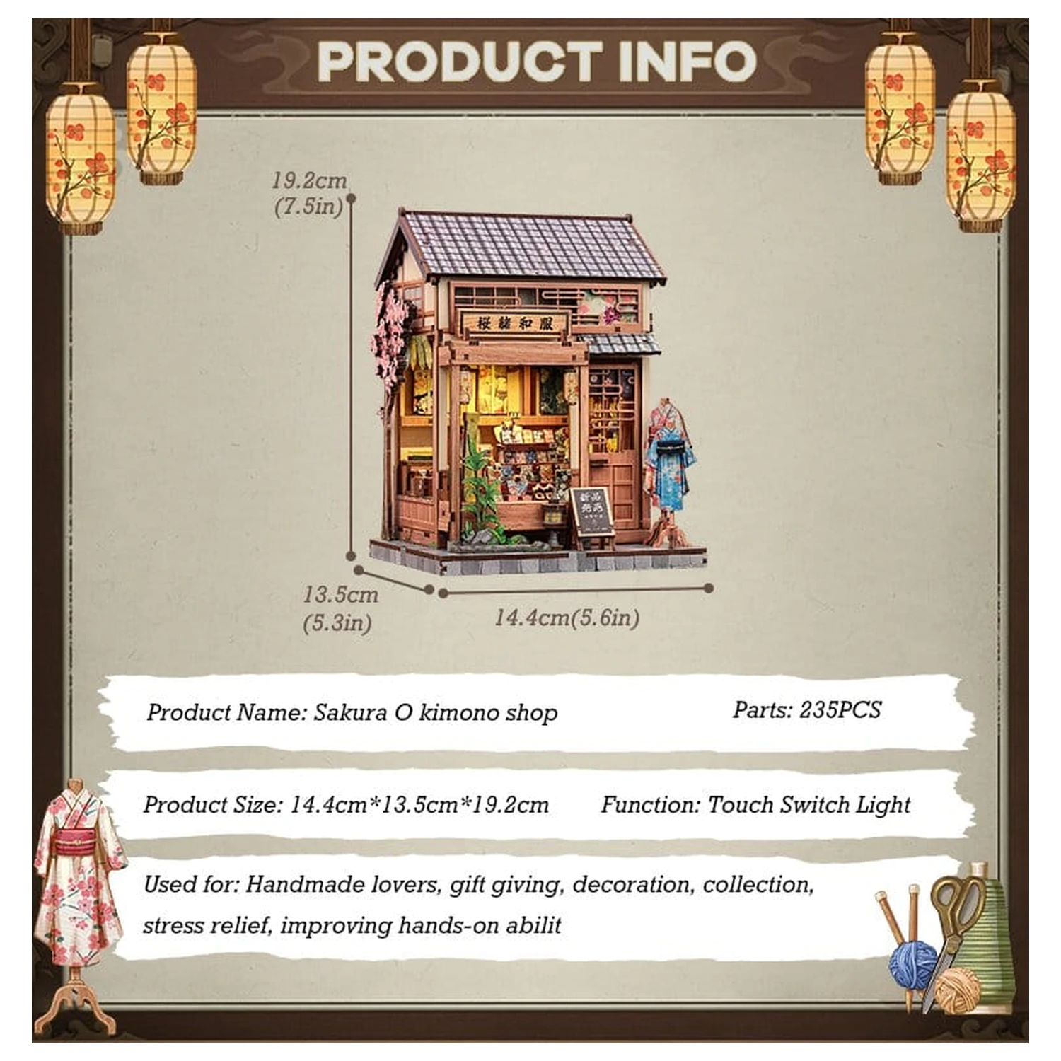 Miniatur Haus Modellbausatz Sakura O Kimono Shop 19 x 14 cm Produktfoto