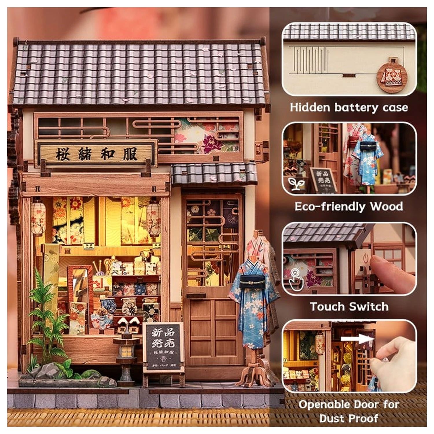 Miniatur Haus Modellbausatz Sakura O Kimono Shop 19 x 14 cm Produktfoto