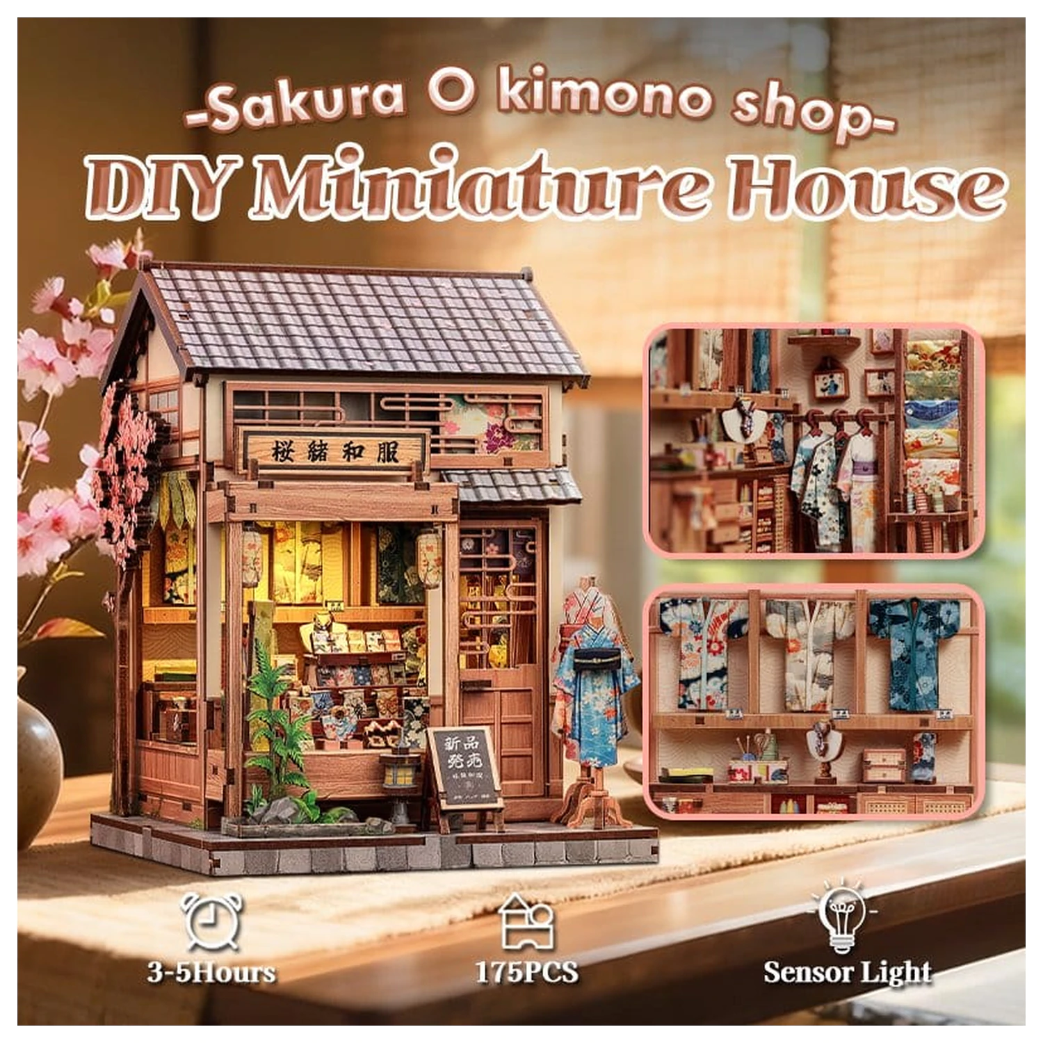 Miniatur Haus Modellbausatz Sakura O Kimono Shop 19 x 14 cm Produktfoto