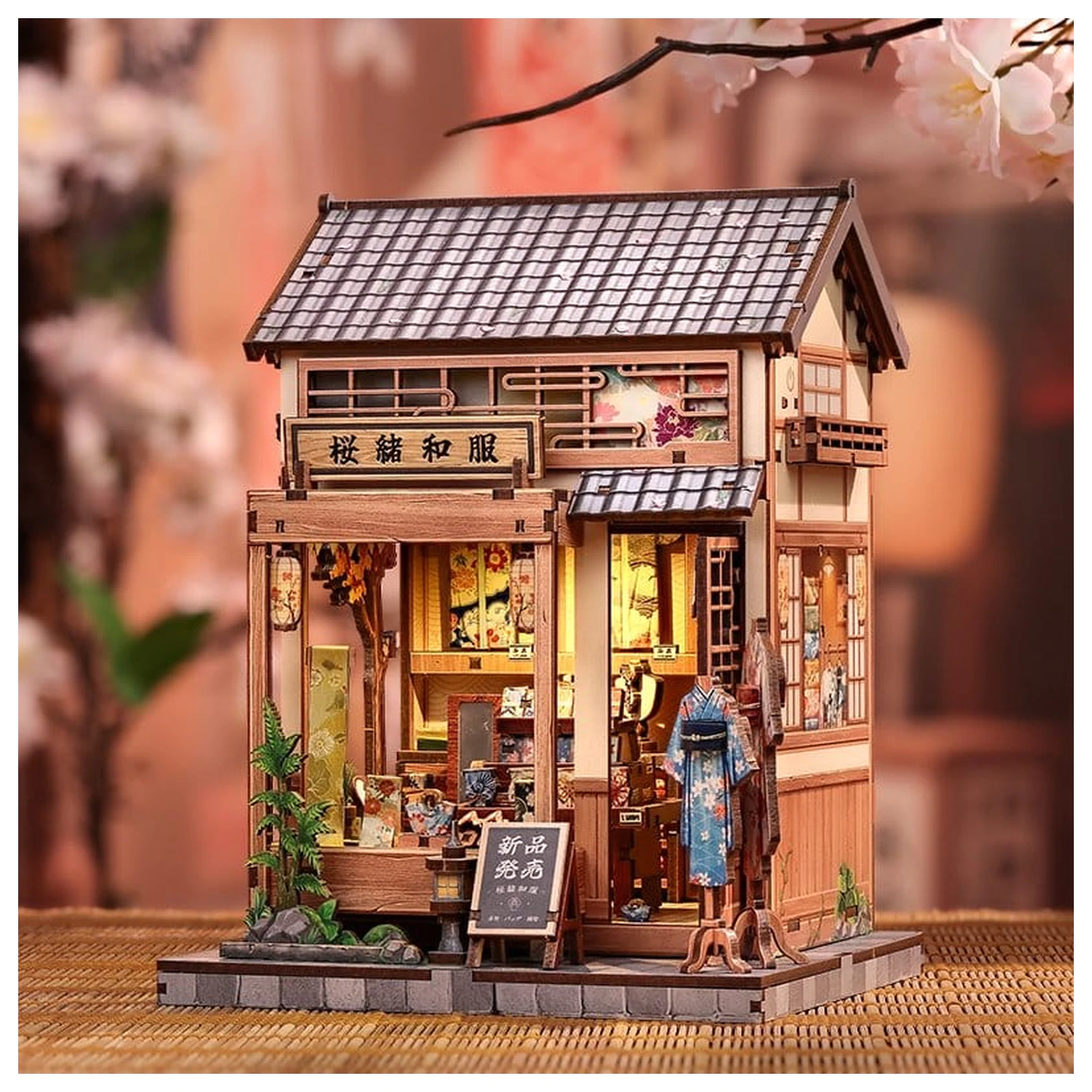 Miniatur Haus Modellbausatz Sakura O Kimono Shop 19 x 14 cm Produktfoto