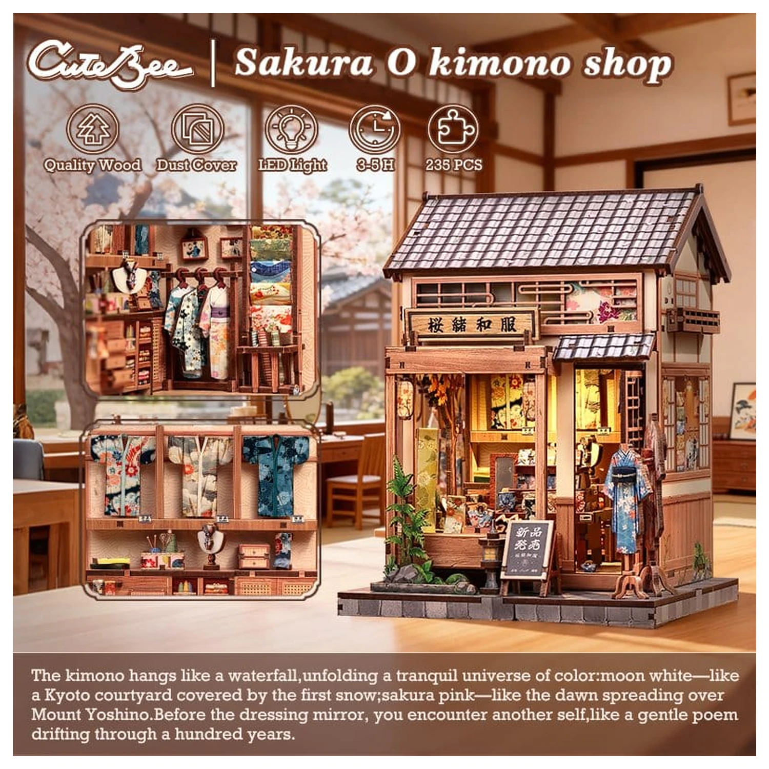 Miniatur Haus Modellbausatz Sakura O Kimono Shop 19 x 14 cm Produktfoto