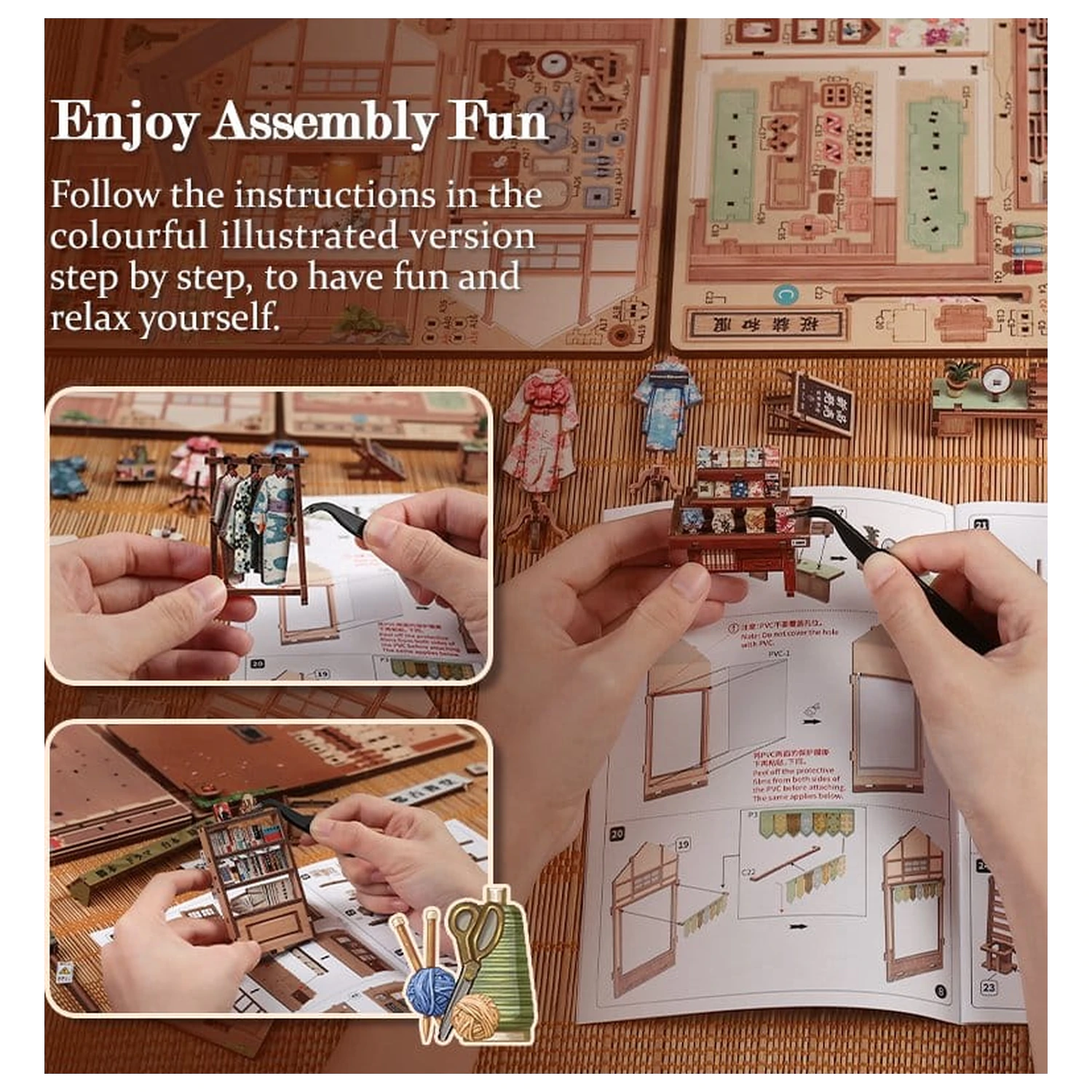 Miniatur Haus Modellbausatz Sakura O Kimono Shop 19 x 14 cm Produktfoto