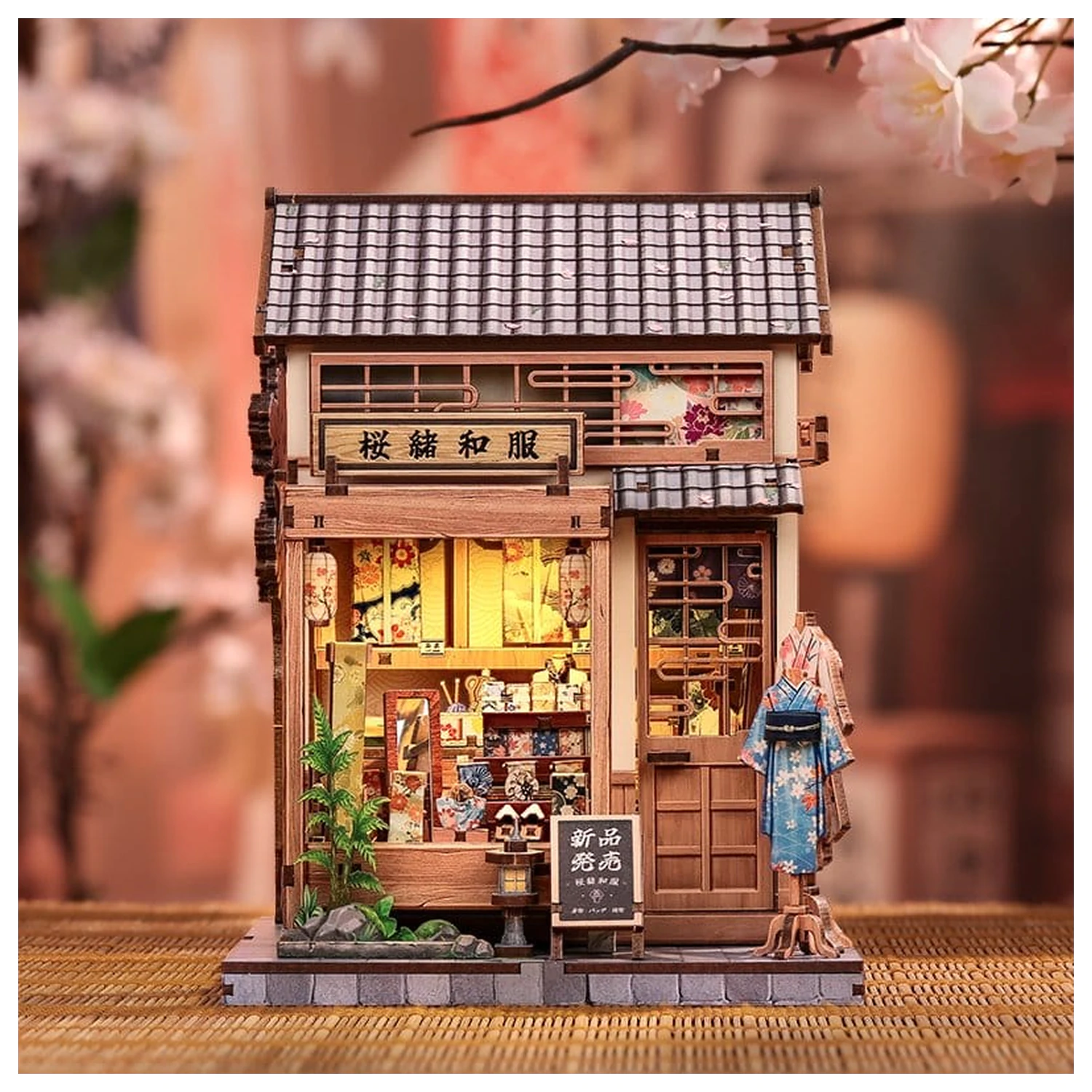 Miniatur Haus Modellbausatz Sakura O Kimono Shop 19 x 14 cm Produktfoto