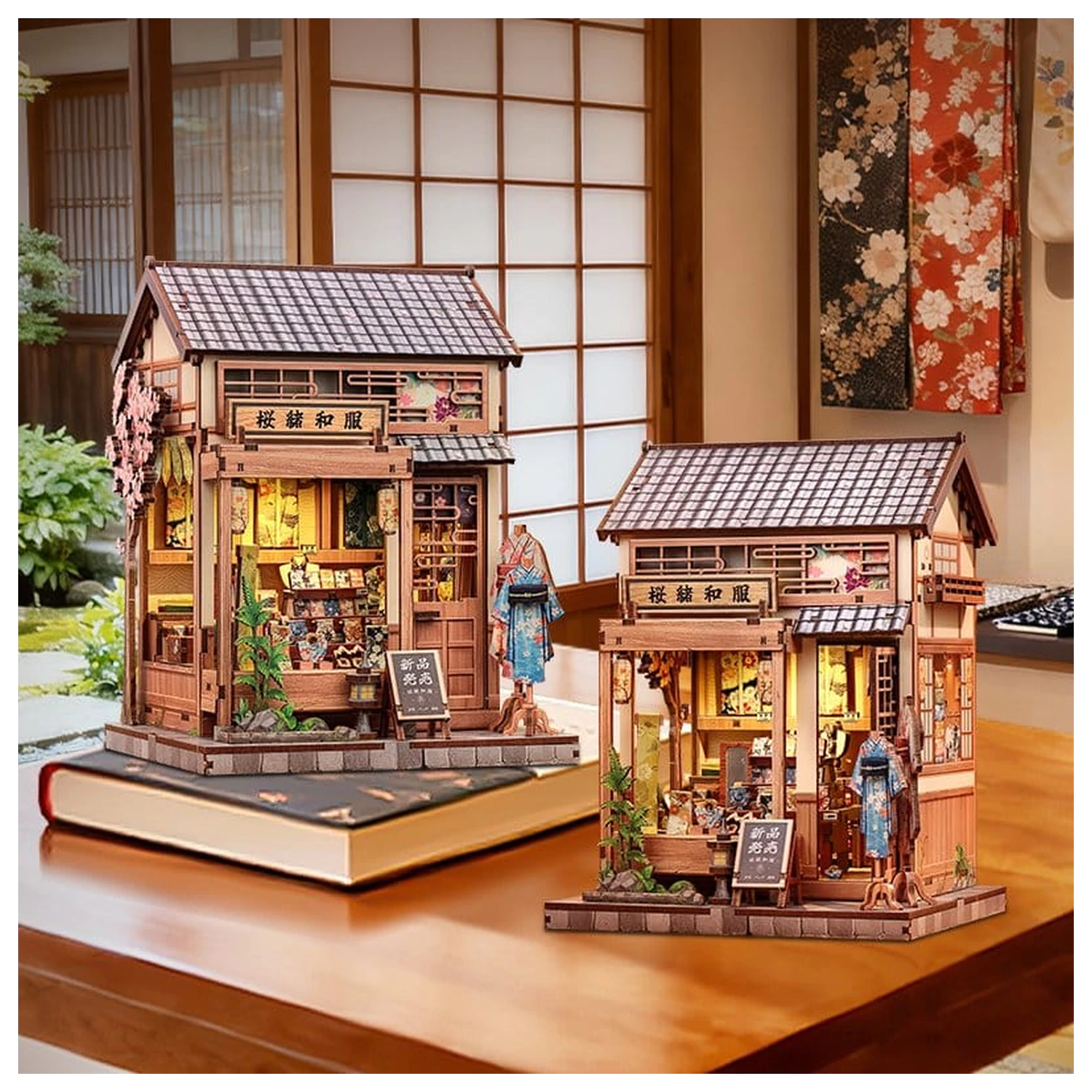 Miniatur Haus Modellbausatz Sakura O Kimono Shop 19 x 14 cm Produktfoto