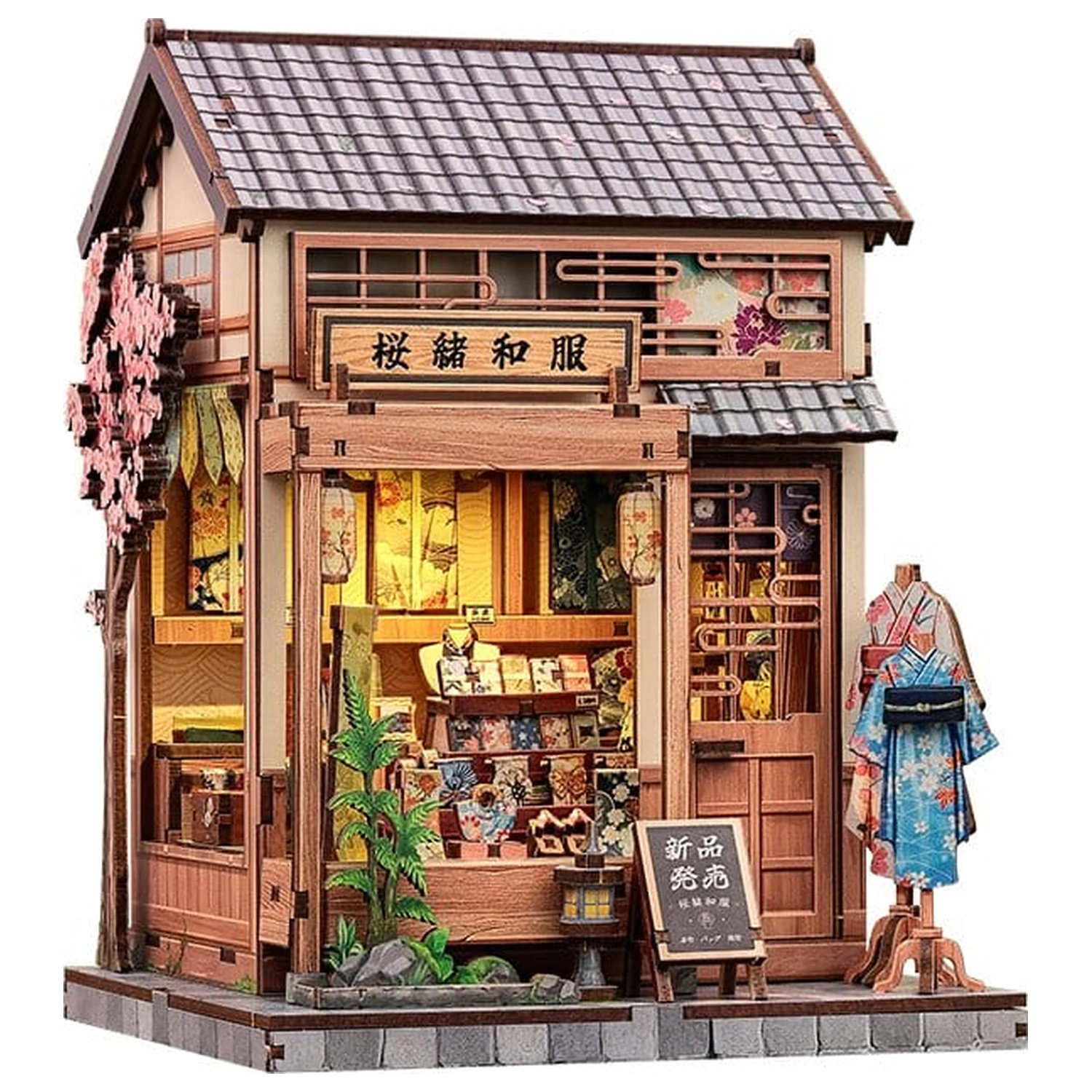 Miniatur Haus Modellbausatz Sakura O Kimono Shop 19 x 14 cm Produktfoto