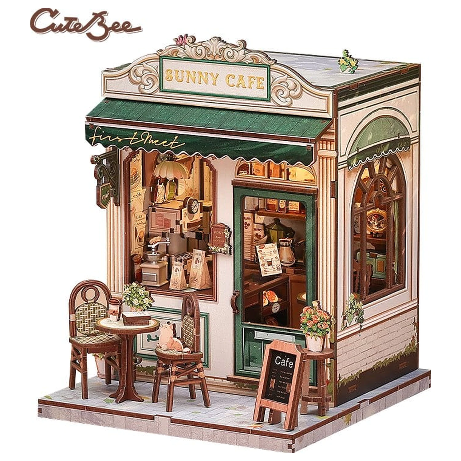Miniatur Haus Modellbausatz Sunny Cafe 20 x 16 cm Produktfoto