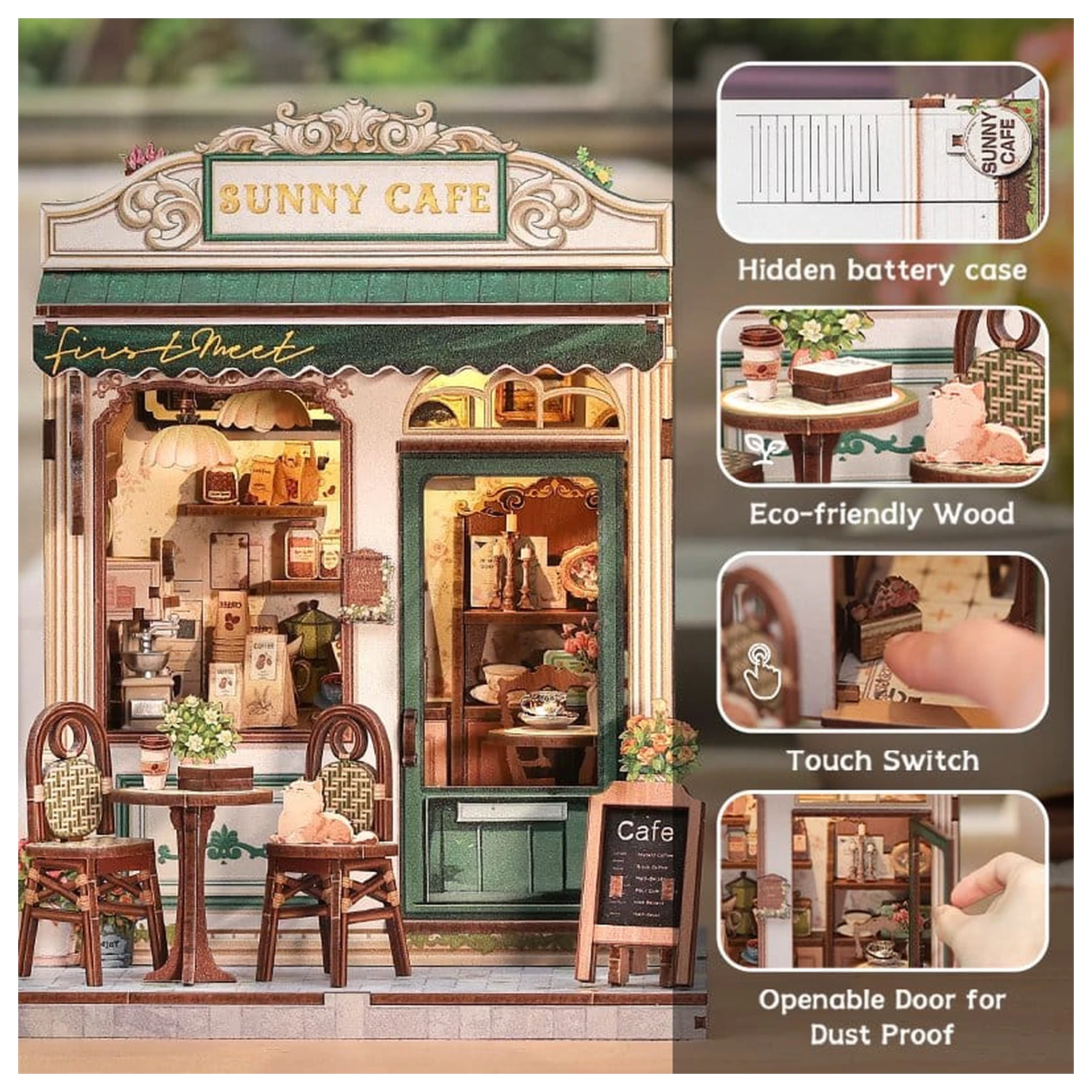 Miniatur Haus Modellbausatz Sunny Cafe 20 x 16 cm Produktfoto