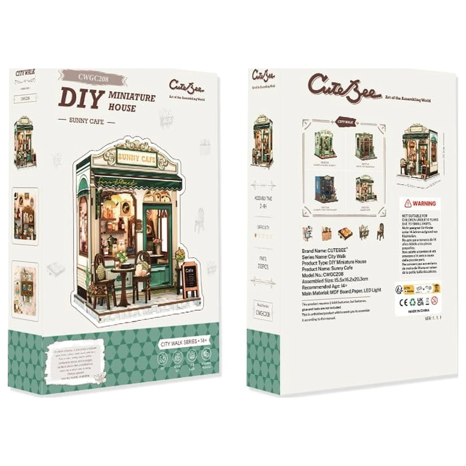 Miniatur Haus Modellbausatz Sunny Cafe 20 x 16 cm Produktfoto
