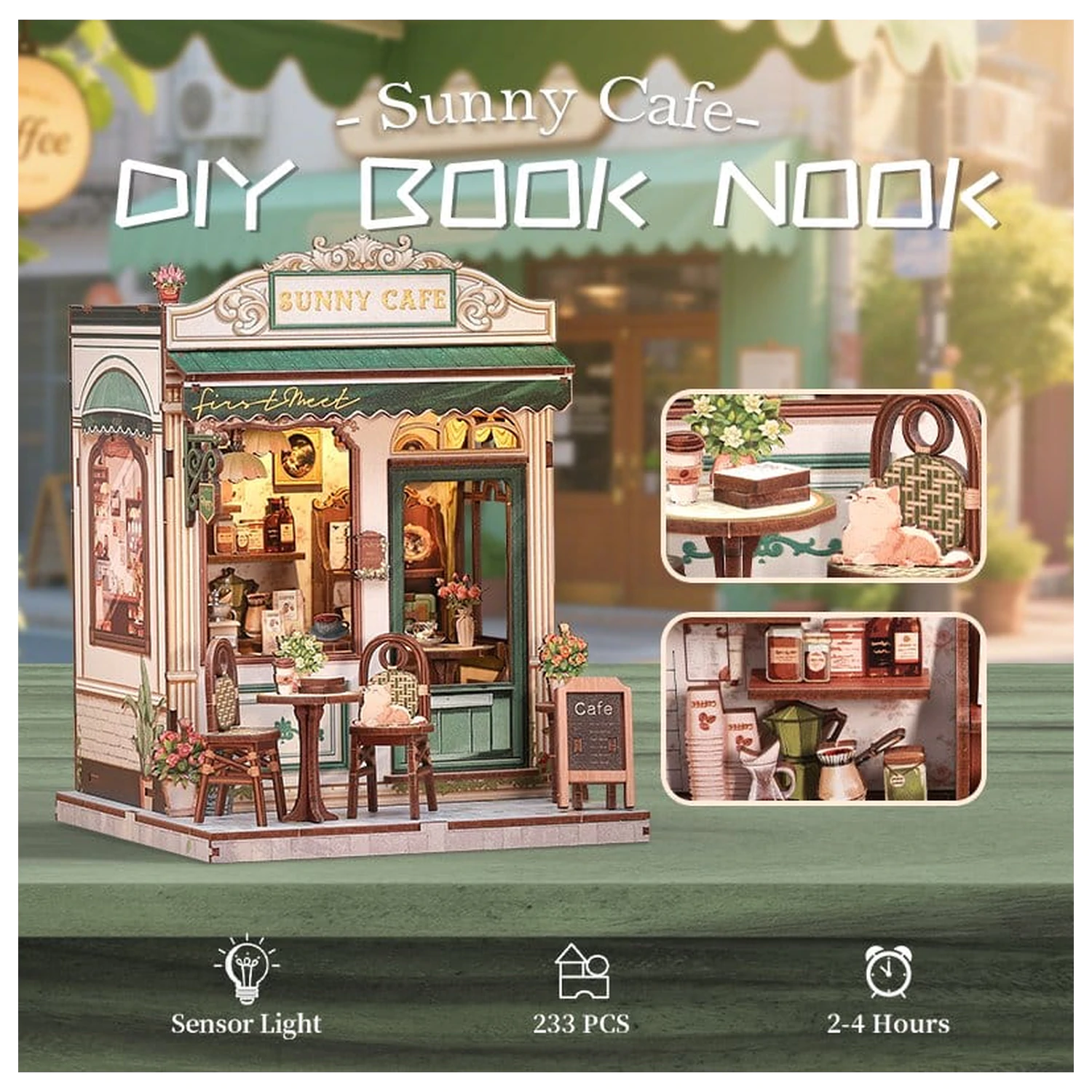 Miniatur Haus Modellbausatz Sunny Cafe 20 x 16 cm Produktfoto