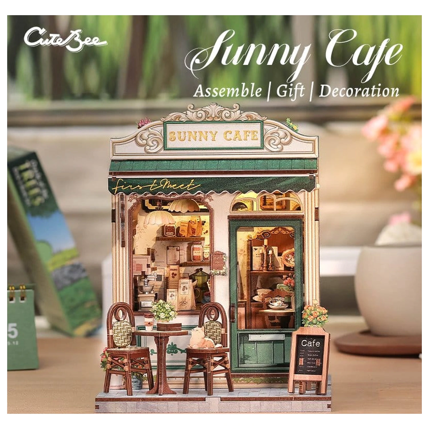 Miniatur Haus Modellbausatz Sunny Cafe 20 x 16 cm Produktfoto
