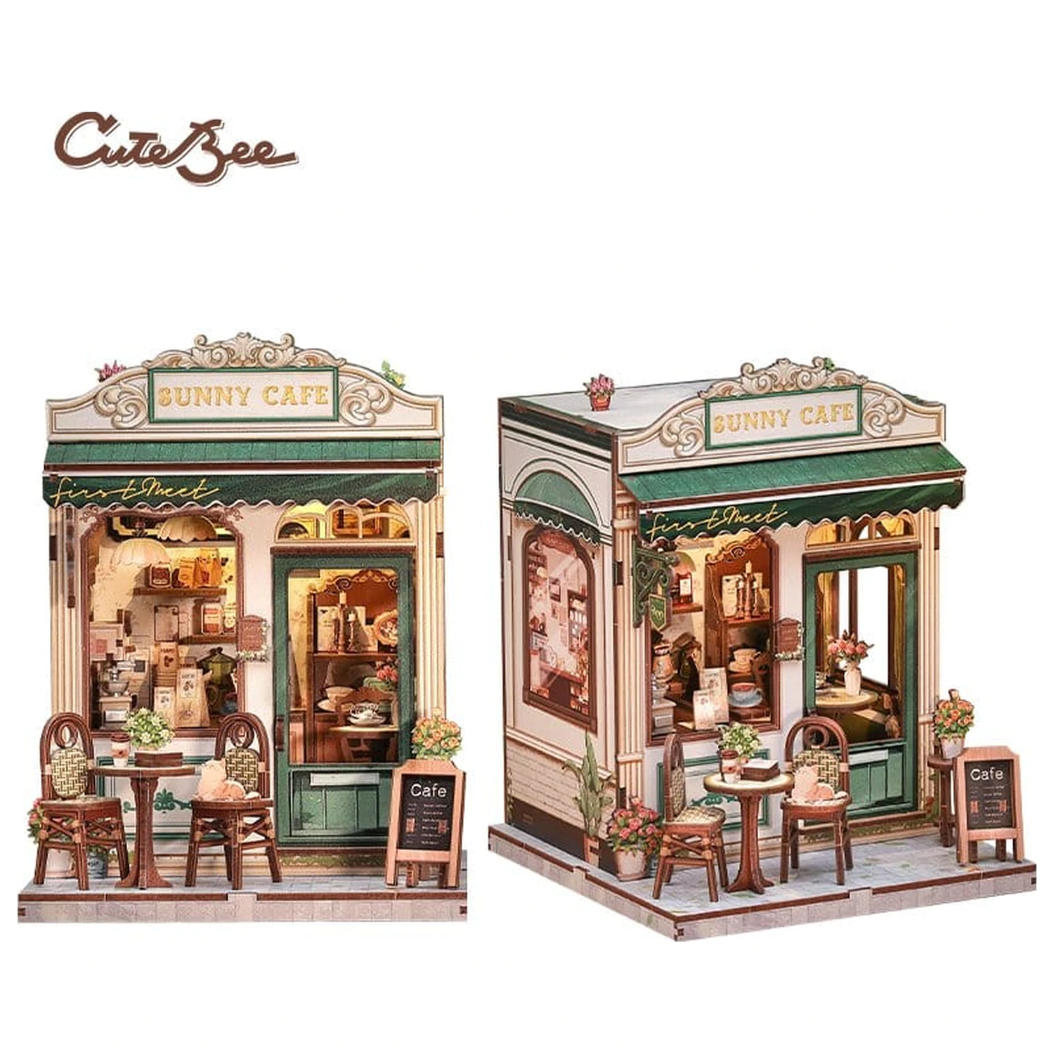 Miniatur Haus Modellbausatz Sunny Cafe 20 x 16 cm Produktfoto