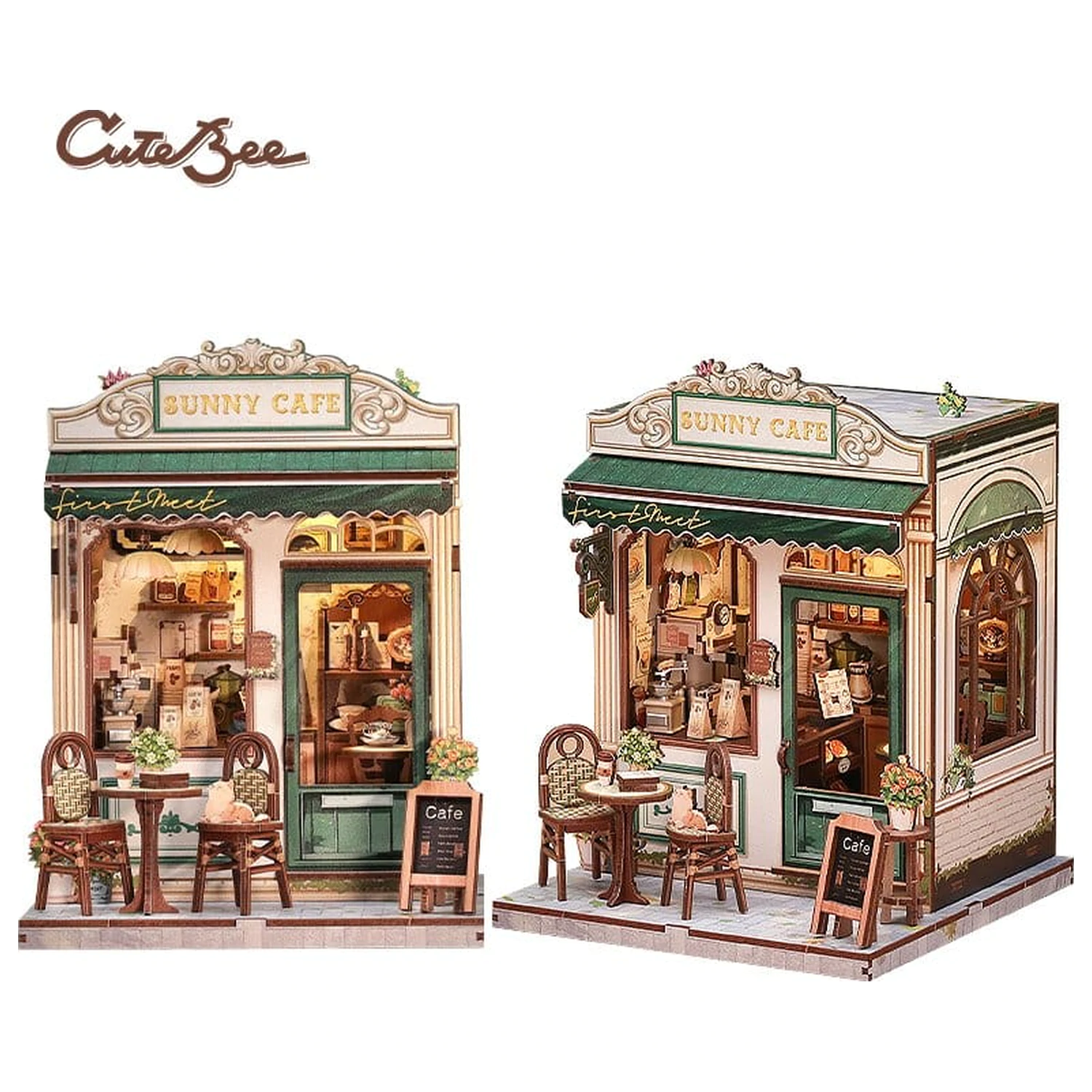 Miniatur Haus Modellbausatz Sunny Cafe 20 x 16 cm Produktfoto