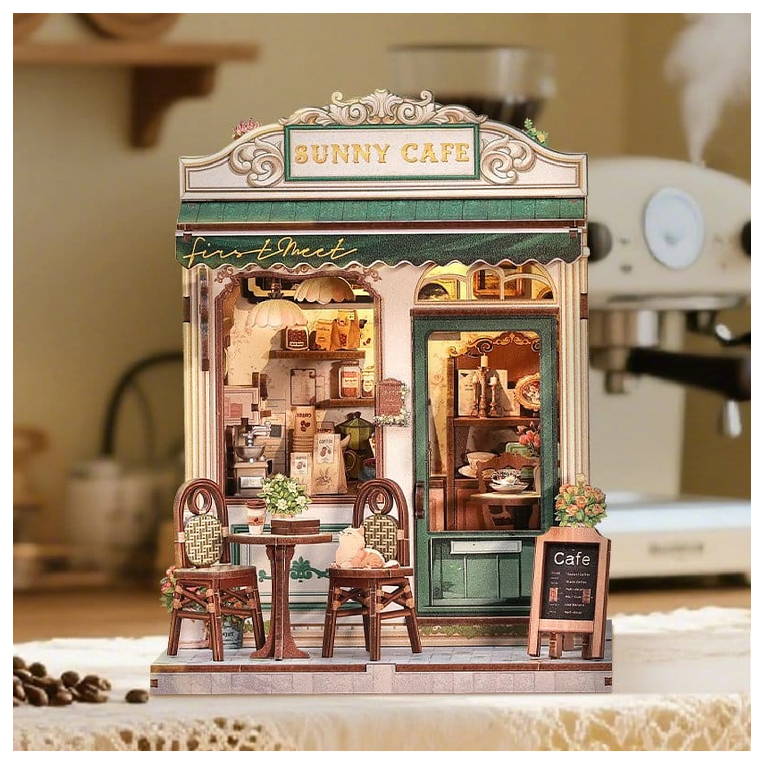 Miniatur Haus Modellbausatz Sunny Cafe 20 x 16 cm Produktfoto