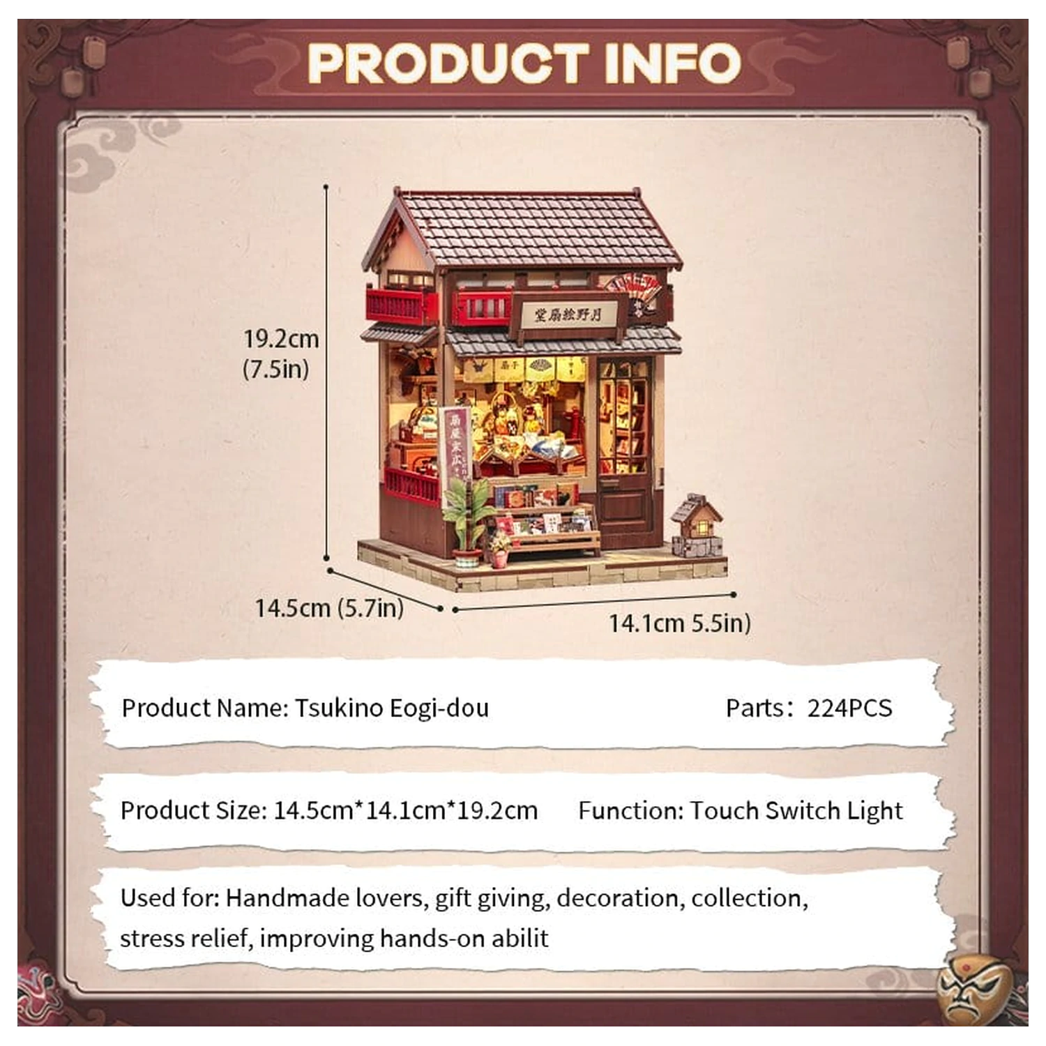 Miniaturhaus Modellbausatz Tsukino Eogi-dou 19 x 14 cm Produktfoto