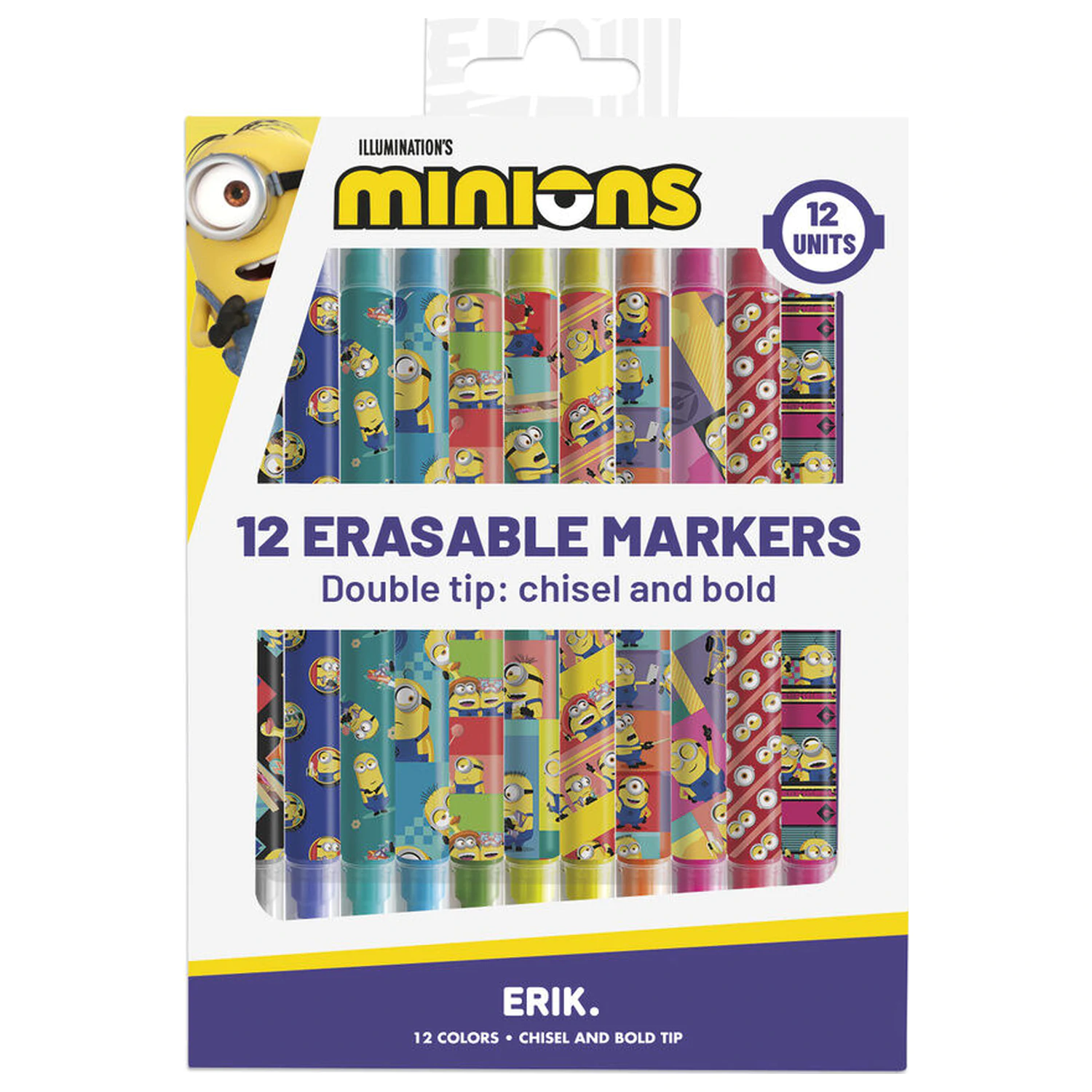 Minions Set aus 12 ausradierbaren Markern Produktfoto