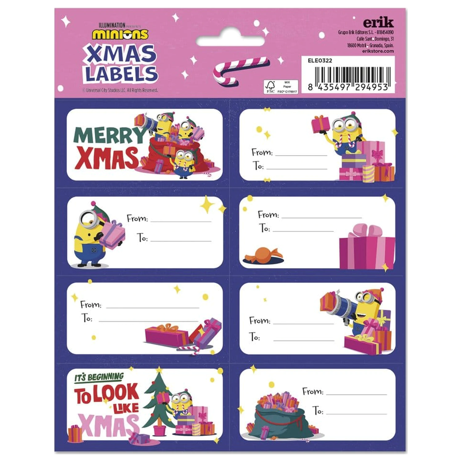 Minions Selbstklebende Etiketten Christmas Produktfoto