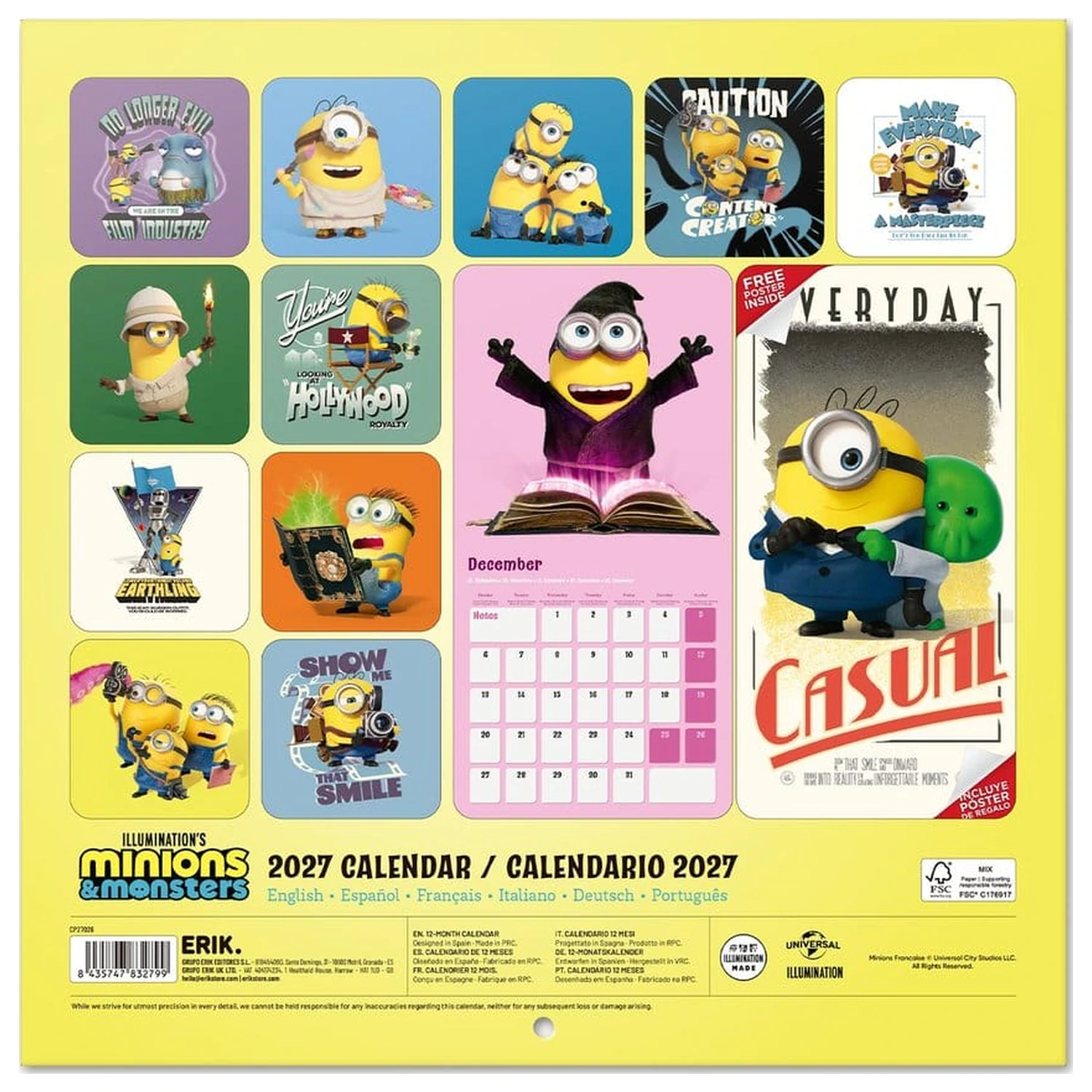 Minions Wandkalender 2027 30 x 30 cm Produktfoto