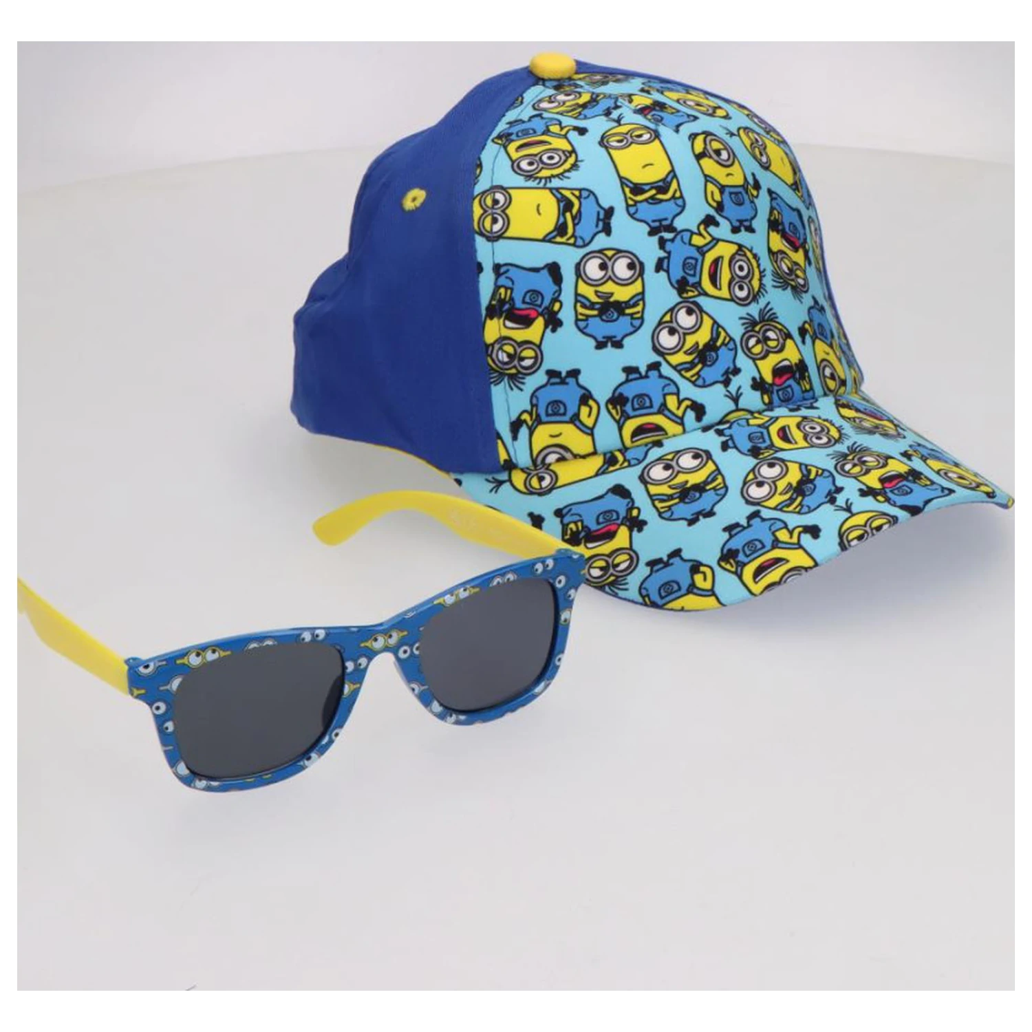 Minions blaue Sonnenbrille und Baseballkappe Set Produktfoto