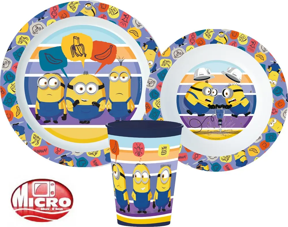 Minions Geschirrset, Mikro Plastik Set Produktfoto