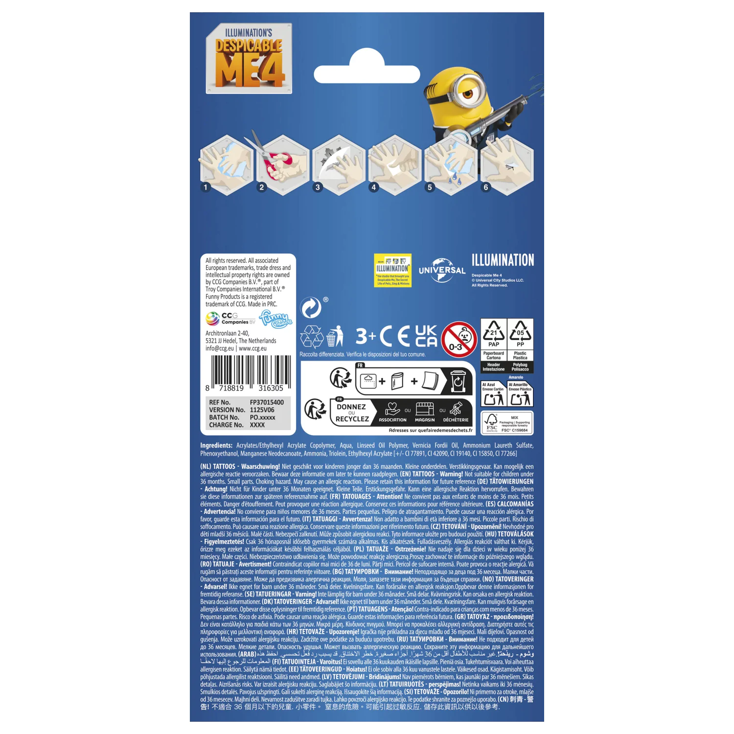 Minions Family Tattoo 12 Stück Produktfoto