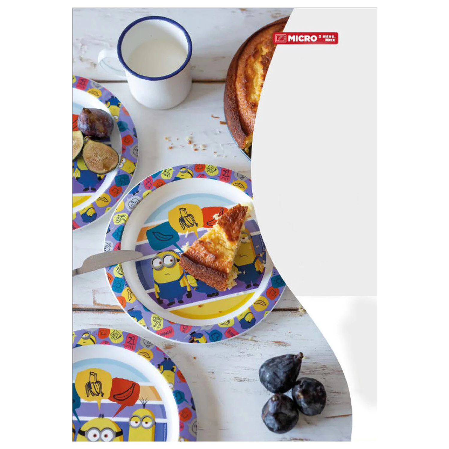 Minions gestreiftes Geschirr, Mikro Plastik Set mit Tasse Produktfoto