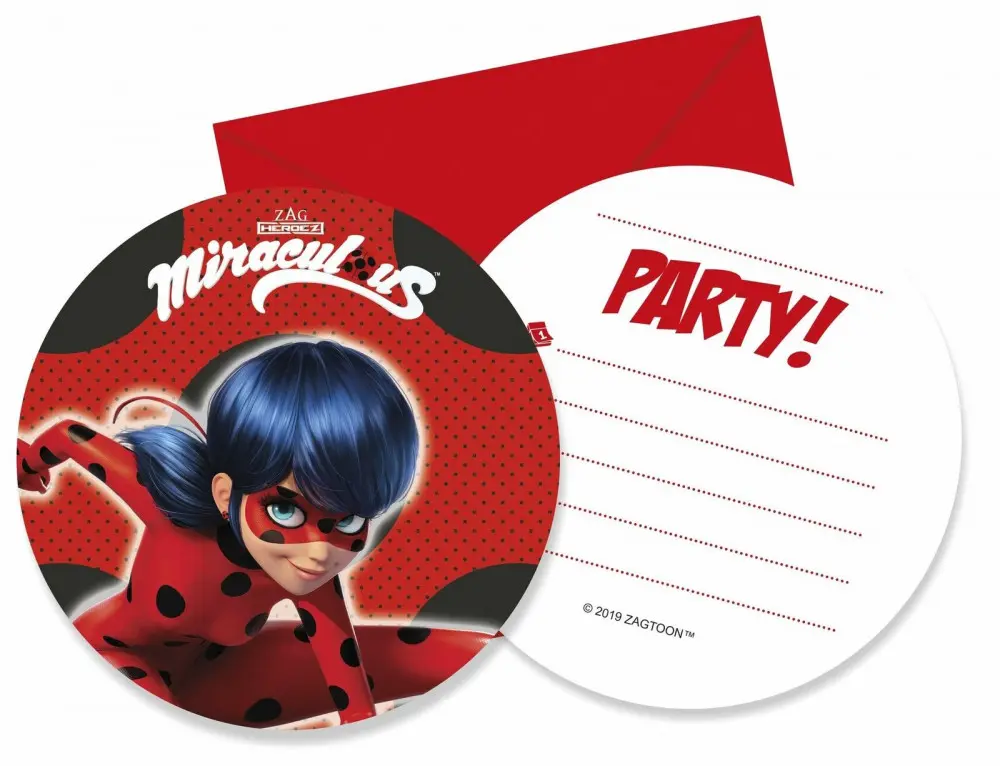 Miraculous Ladybug Einladungen 6 Stück Produktfoto