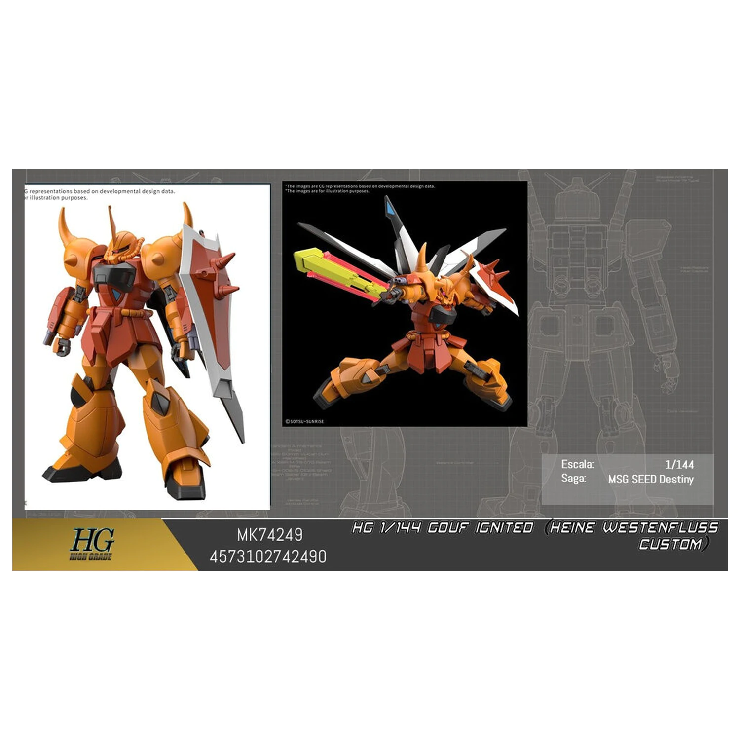 Mobile Suit Gundam HG 1/144 Gouf Ignited Heine Westenfluss Custom Modellbausatz Produktfoto