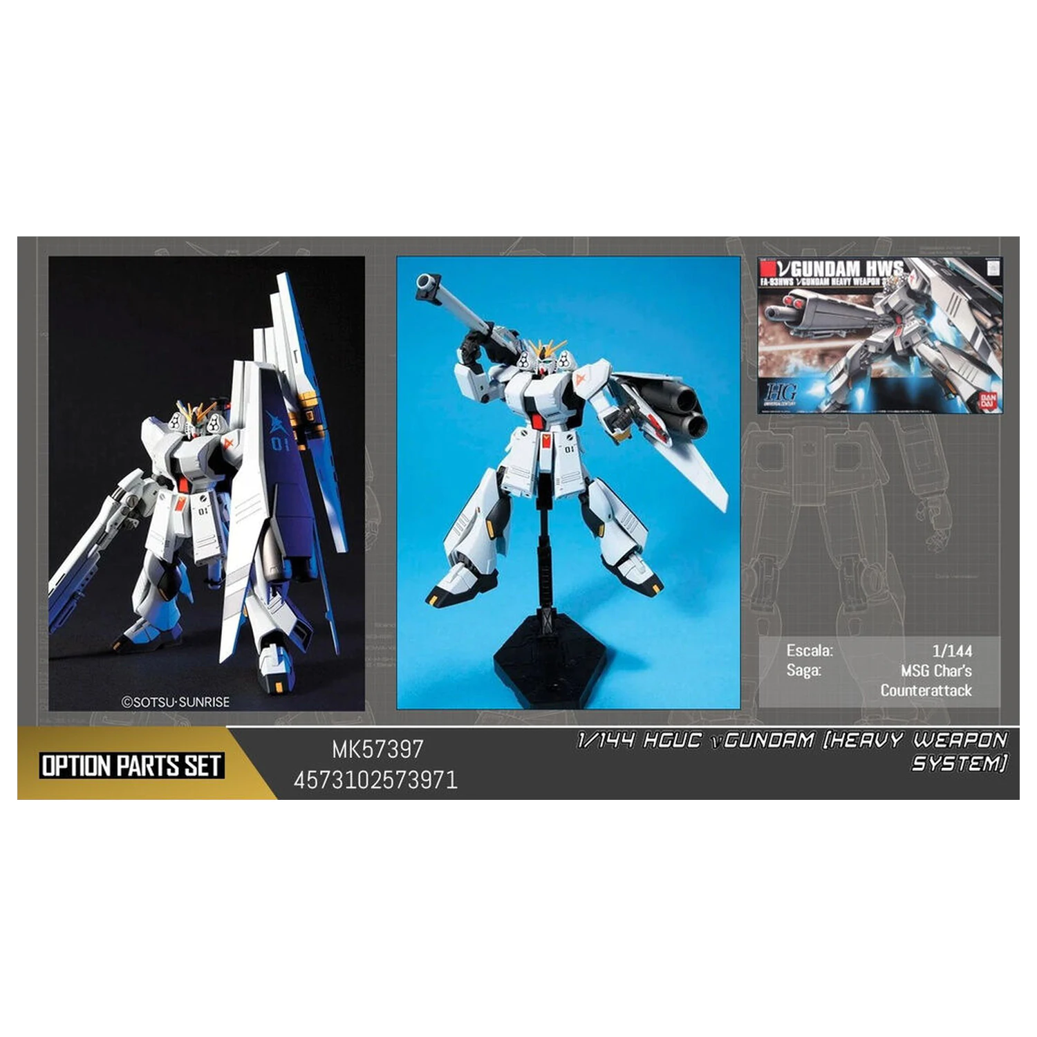 Mobile Suit Gundam HWS HGUC 1/144 v Gundam Heavy Weapon System Modellbausatz Figur Produktfoto