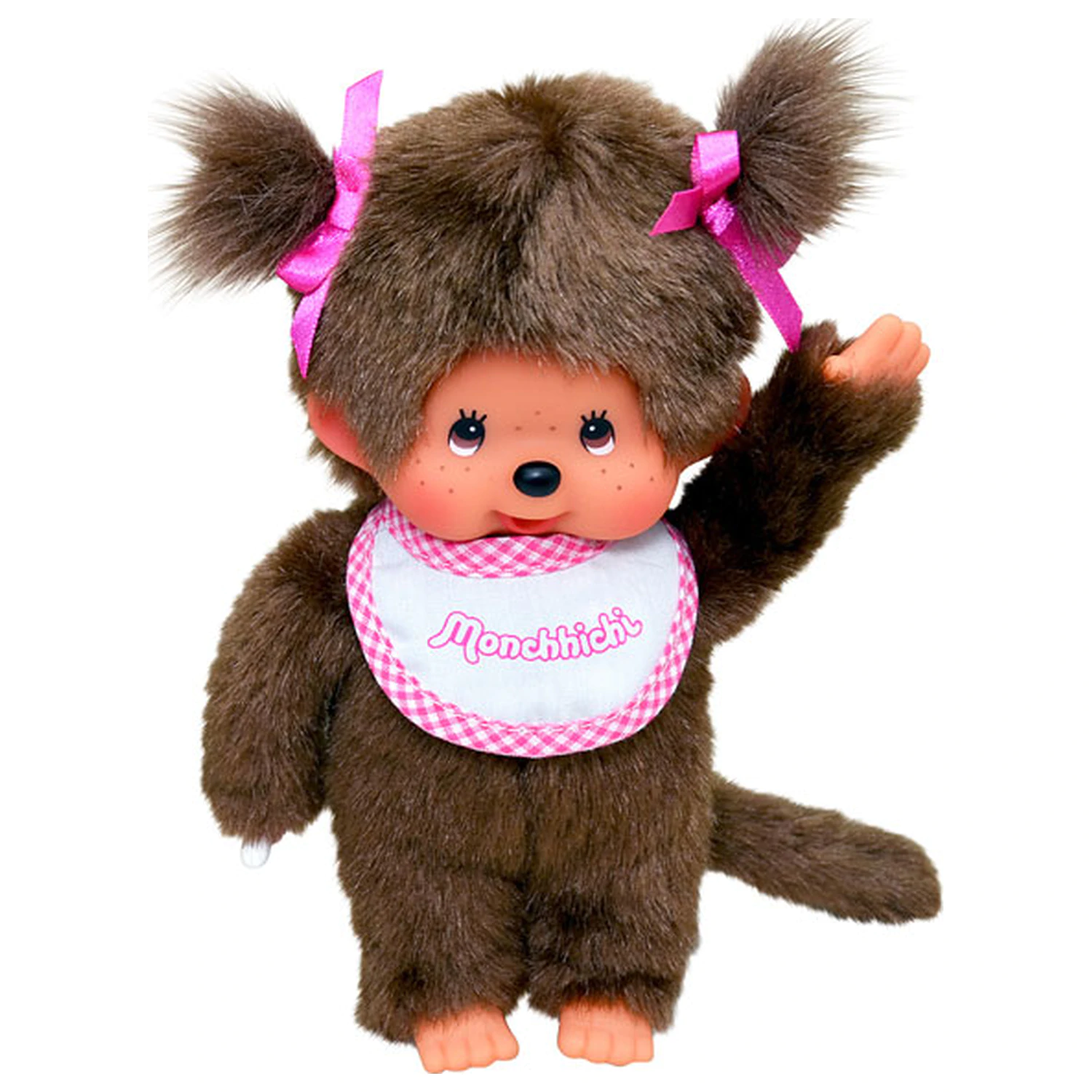 MONCHHICHI Mädchen Rosa & Weiß Lätzchen Plüschtier 20cm Produktfoto
