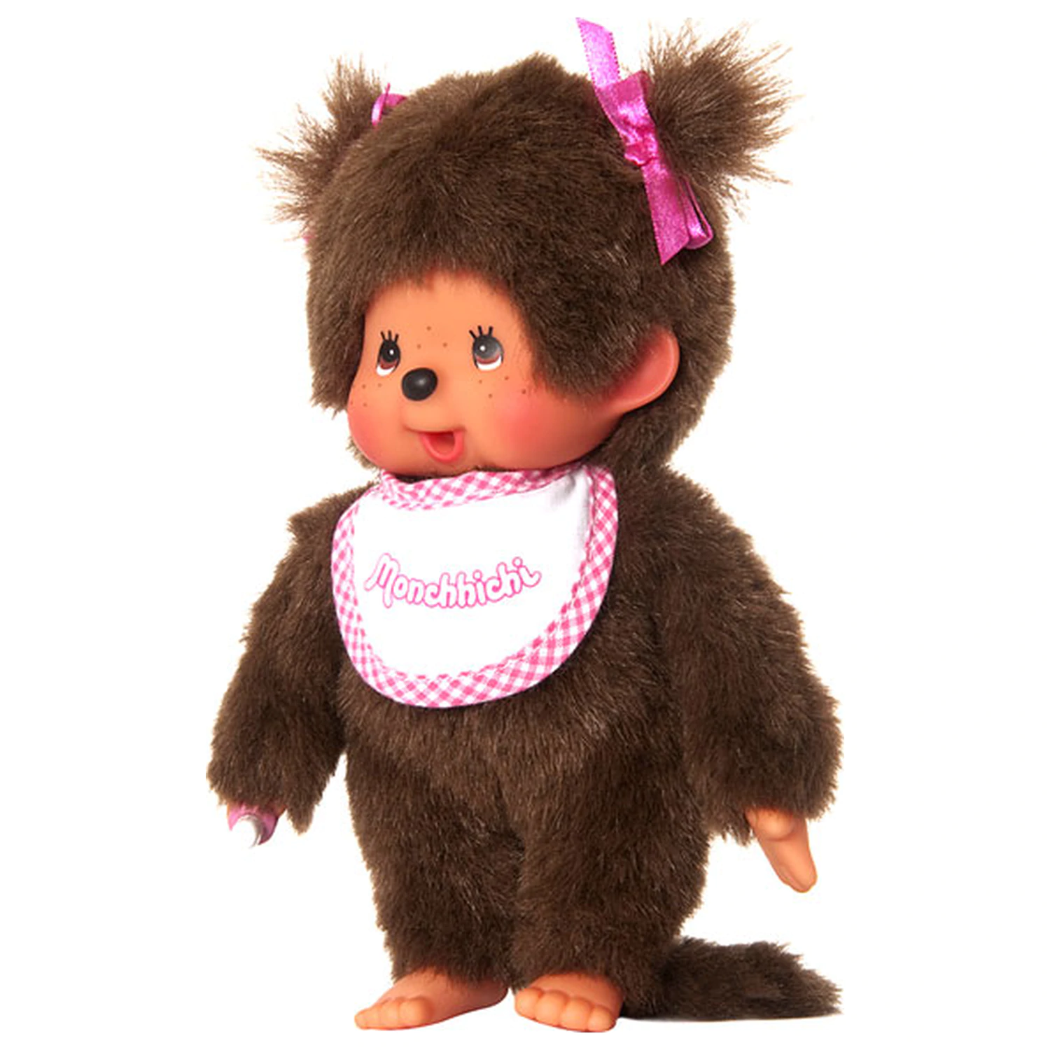 MONCHHICHI Mädchen Rosa & Weiß Lätzchen Plüschtier 20cm Produktfoto