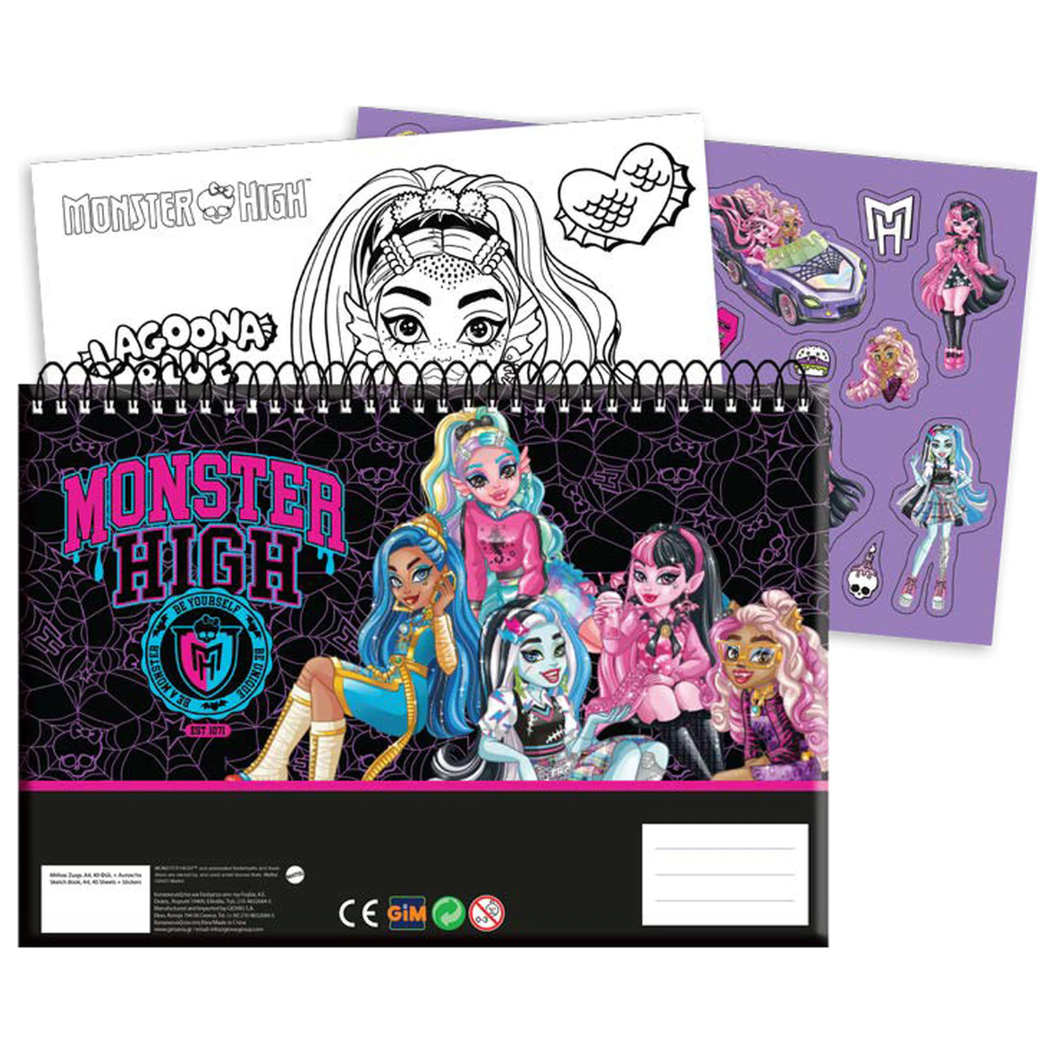 Monster High Crew A4 Spiral Skizzenbuch 40 Seiten mit Aufklebern Produktfoto