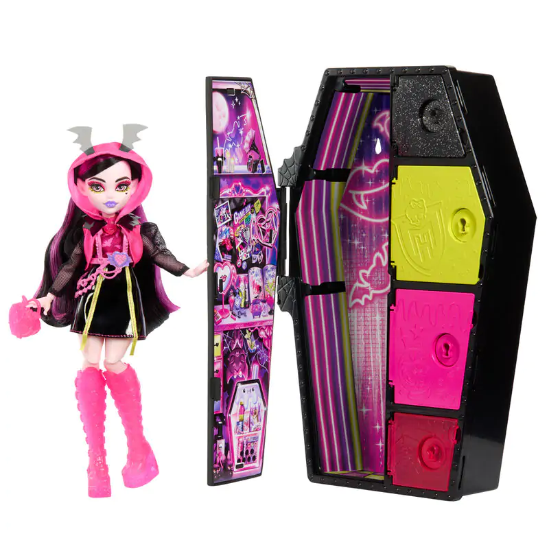 Monster High Skullmate Secrets Neon Frights Draculaura Puppe 25cm termékfotó