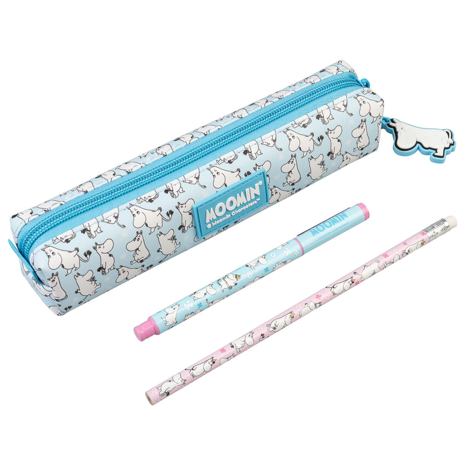 Moomin Set Federmäppchen, Kugelschreiber und Bleistift Produktfoto