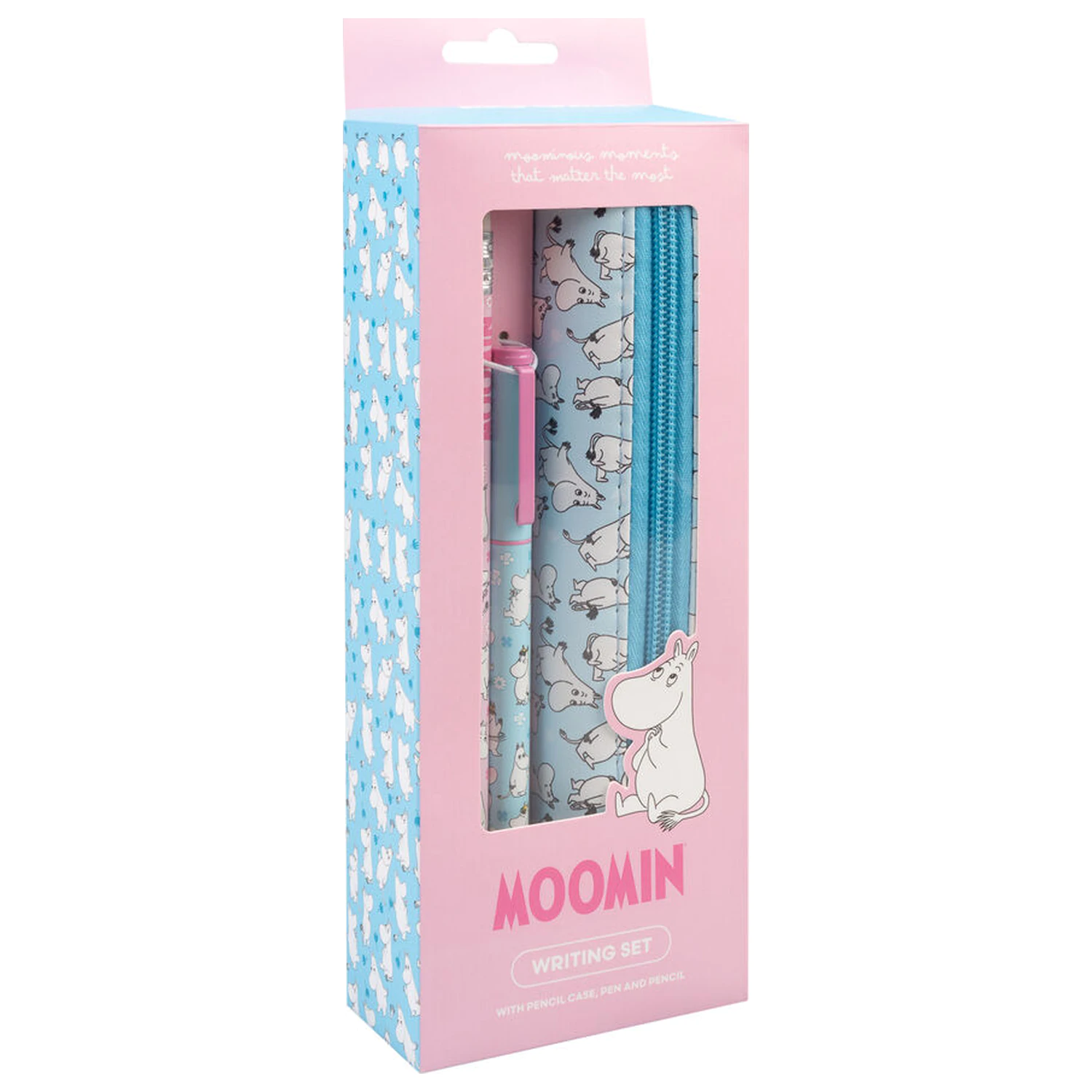 Moomin Set Federmäppchen, Kugelschreiber und Bleistift Produktfoto