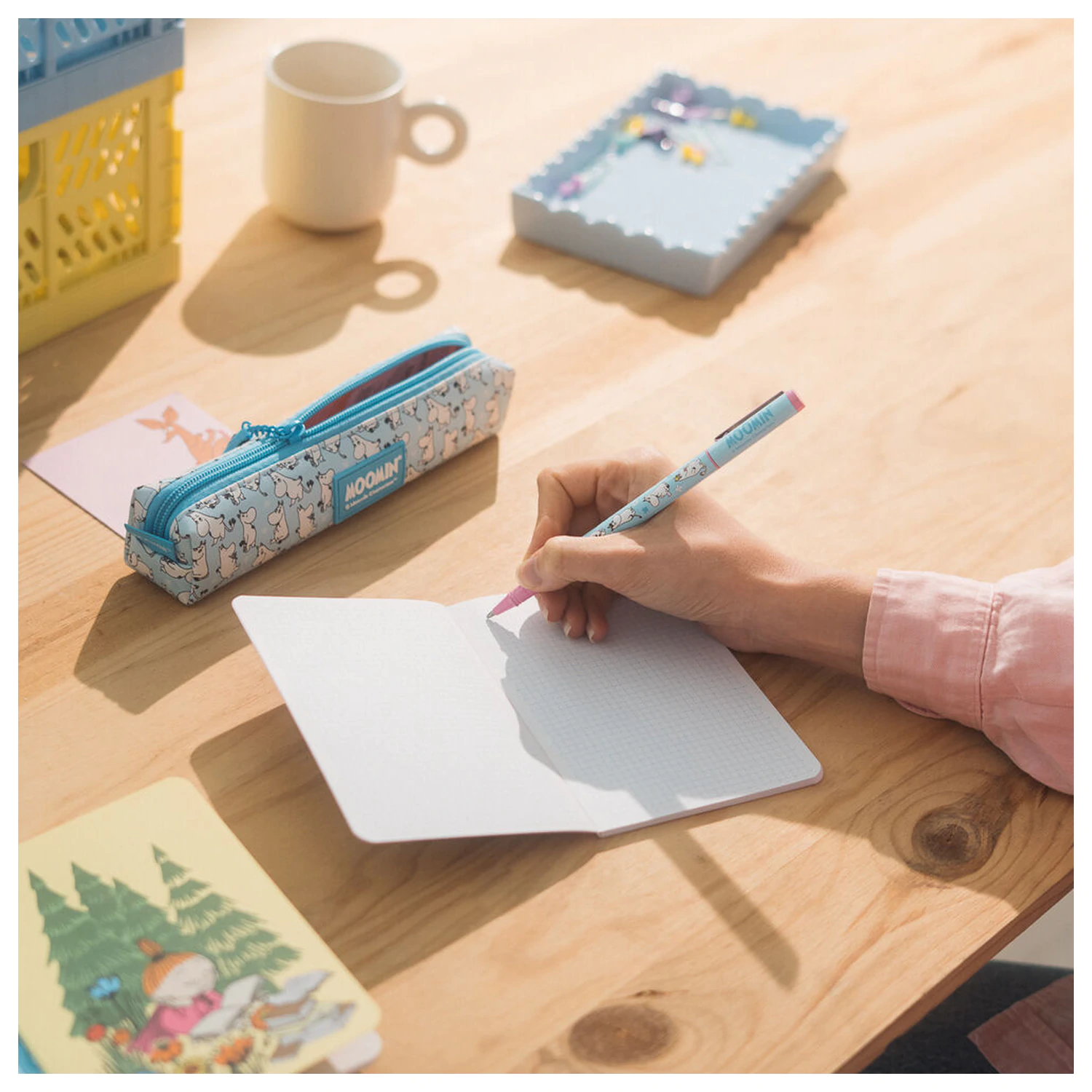 Moomin Set Federmäppchen, Kugelschreiber und Bleistift Produktfoto