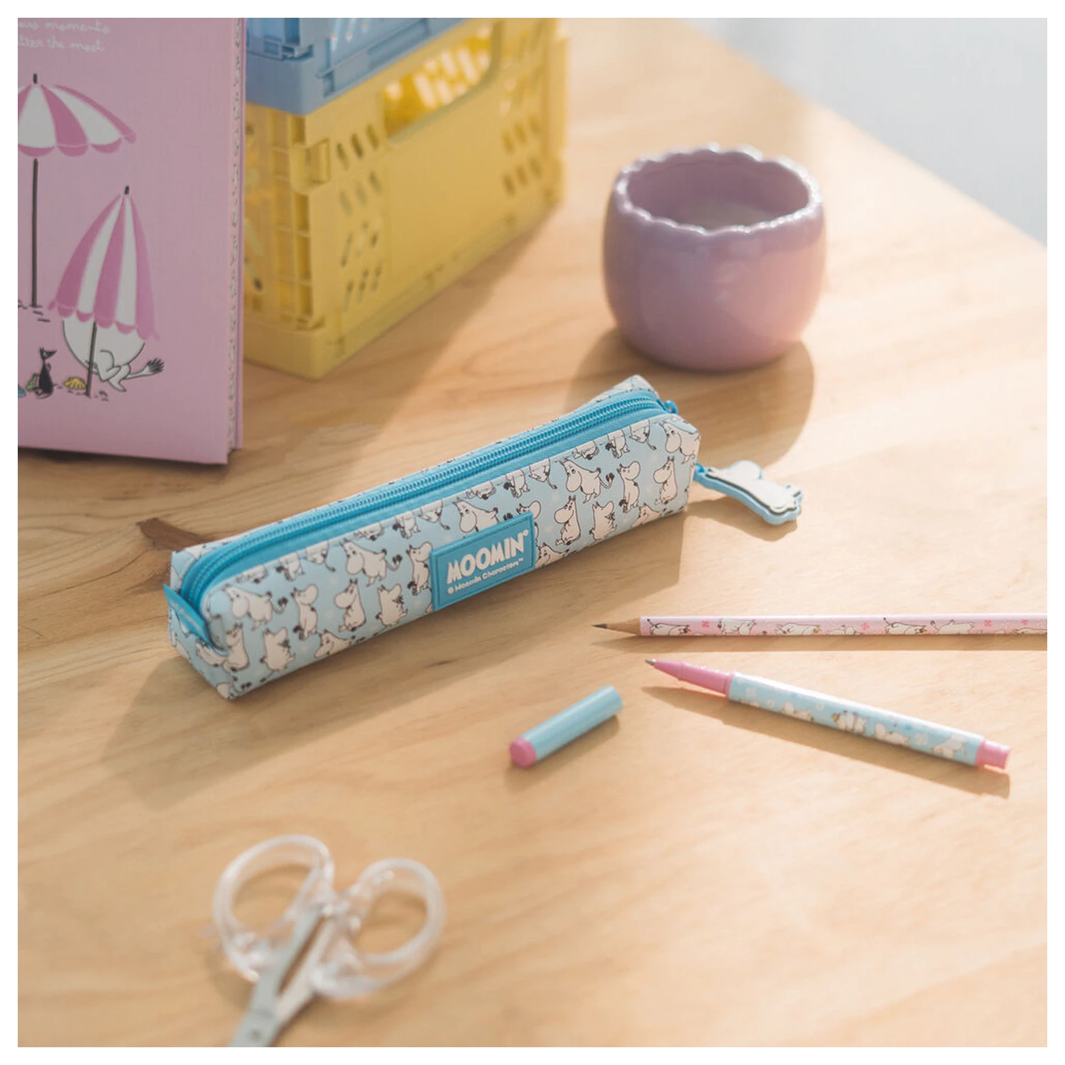 Moomin Set Federmäppchen, Kugelschreiber und Bleistift Produktfoto