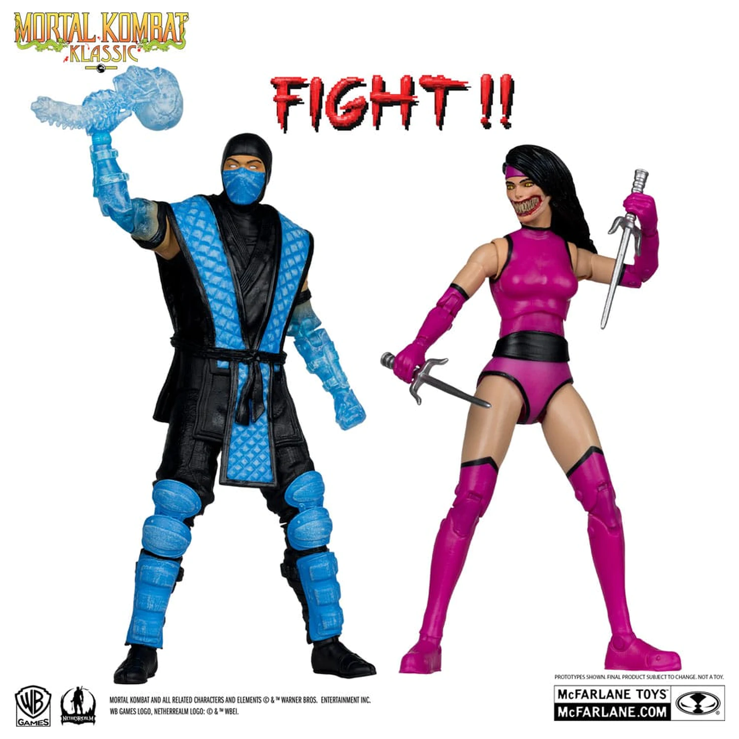 Mortal Kombat Actionfigur 2er-Pack Sub-Zero vs. Mileena (Klassiks) 18 cm Produktfoto