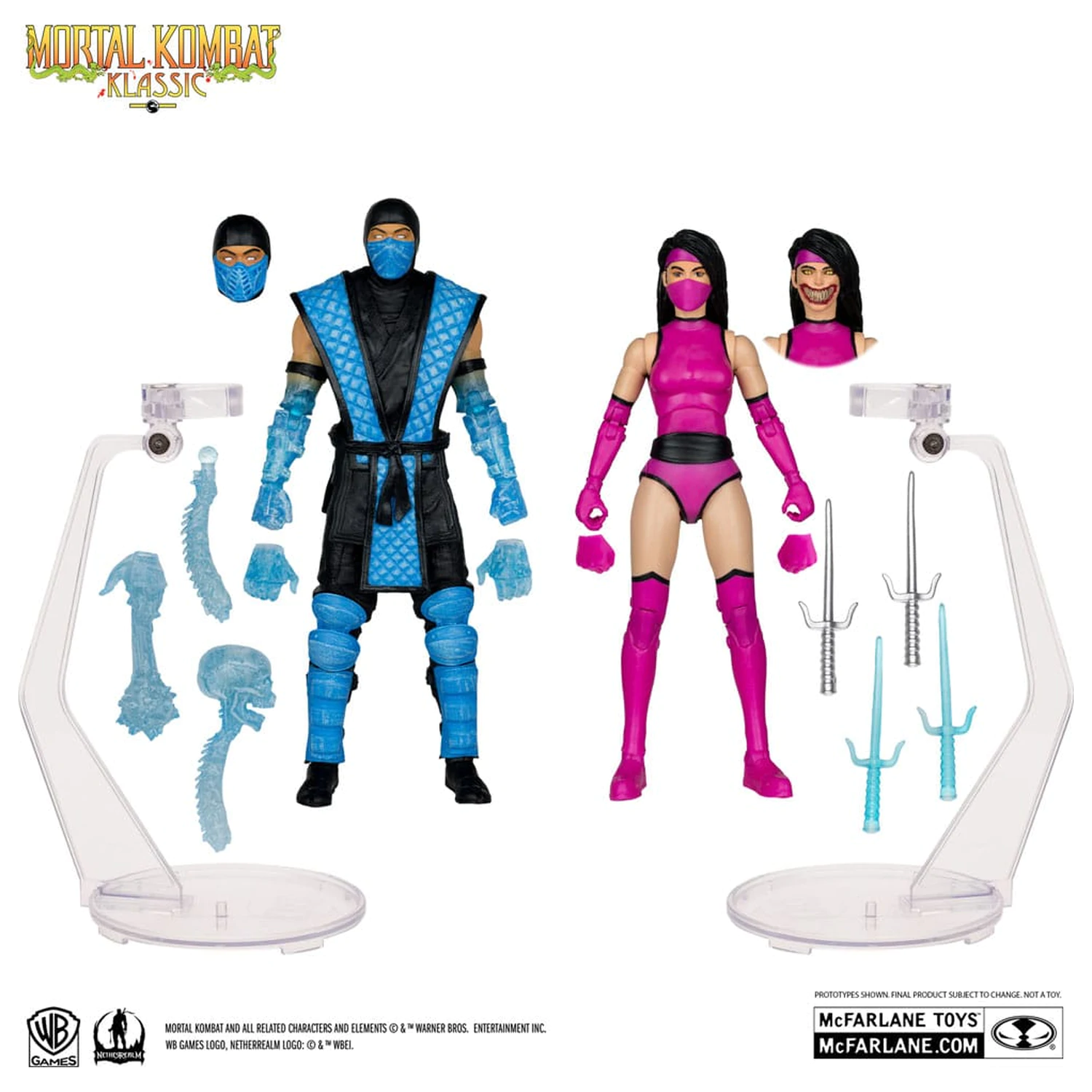Mortal Kombat Actionfigur 2er-Pack Sub-Zero vs. Mileena (Klassiks) 18 cm Produktfoto