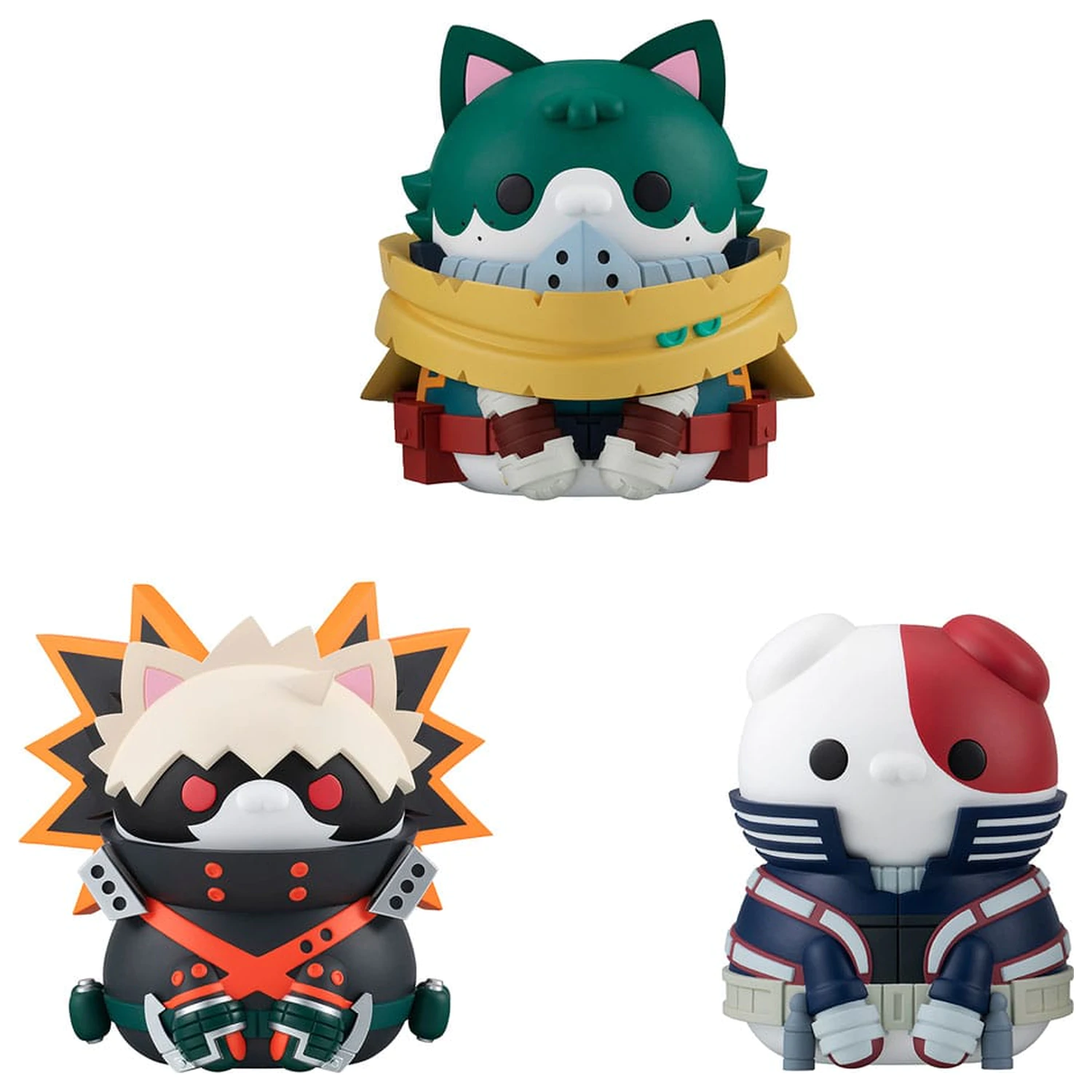 My Hero Academia Mega Cat Project Nyanto! The Big Heroaca Cats Series Trading Figuren 3er-Pack Izuku Midoriya & Katsuki Bakugo & Shoto Todoroki 12 cm Produktfoto