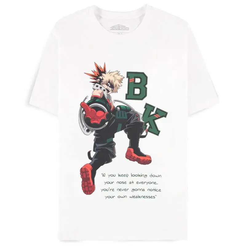 My Hero Academia White Bakugo Quote T-shirt Produktfoto