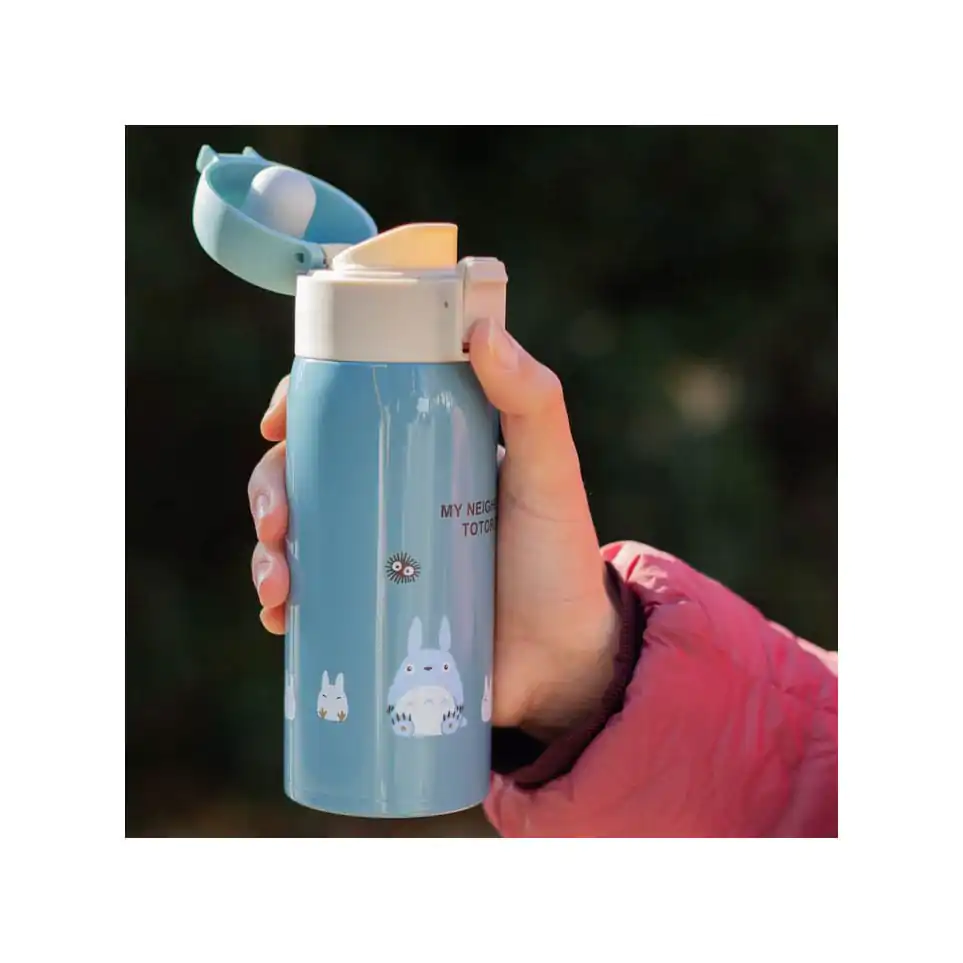 Mein Nachbar Totoro Trinkflasche One Push Mat Blue 350ml Produktfoto