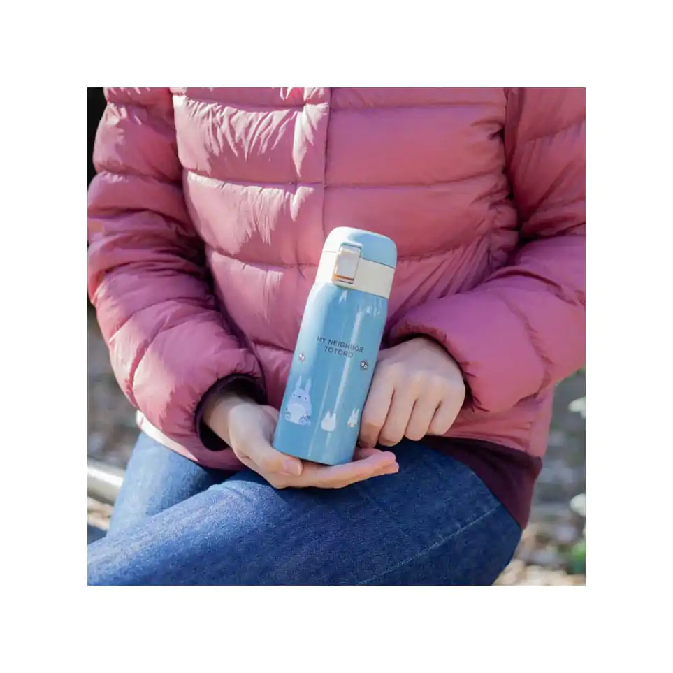 Mein Nachbar Totoro Trinkflasche One Push Mat Blue 350ml Produktfoto