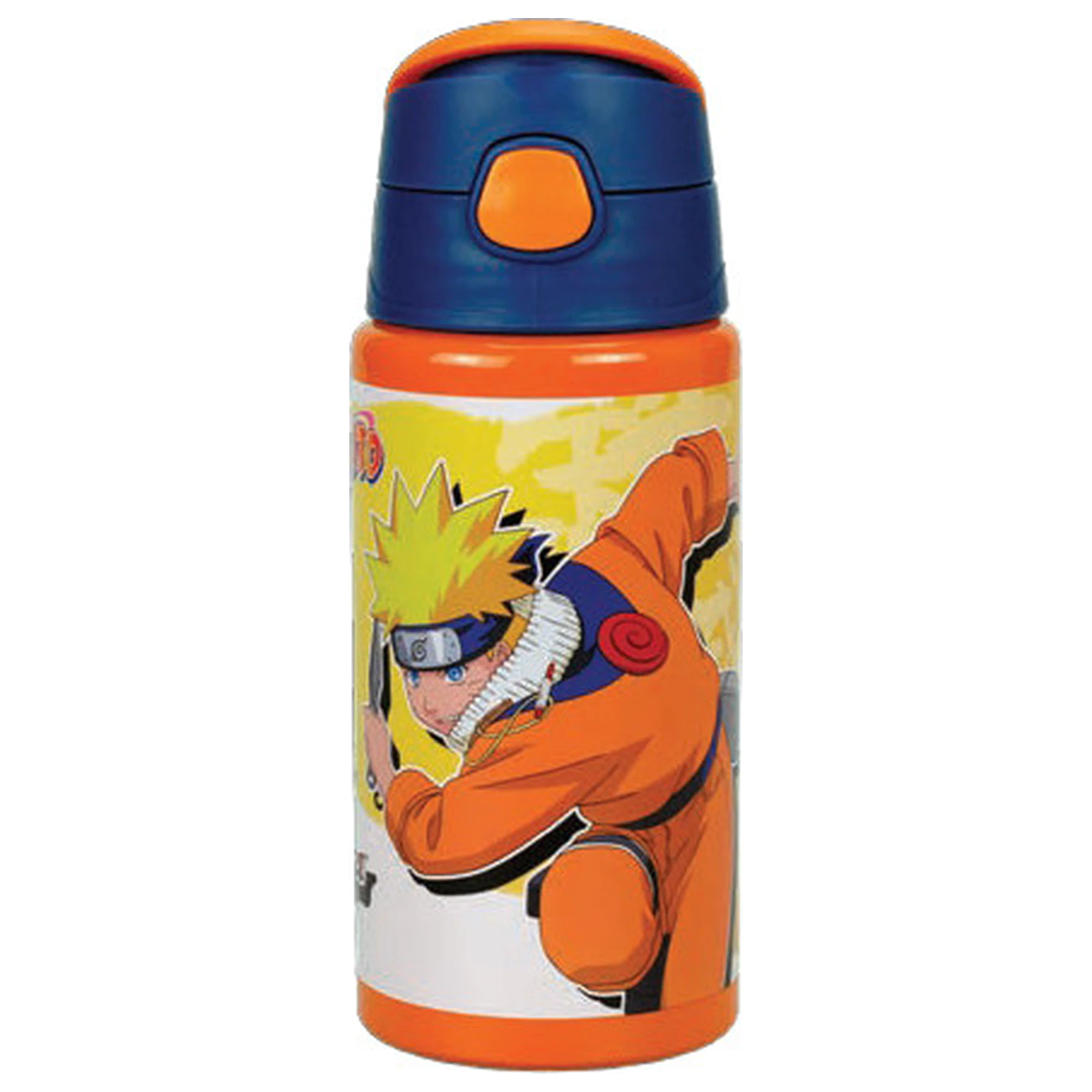 Naruto Fire Orange Aluminium Trinkflasche mit Strohhalm und Haken 500 ml Produktfoto