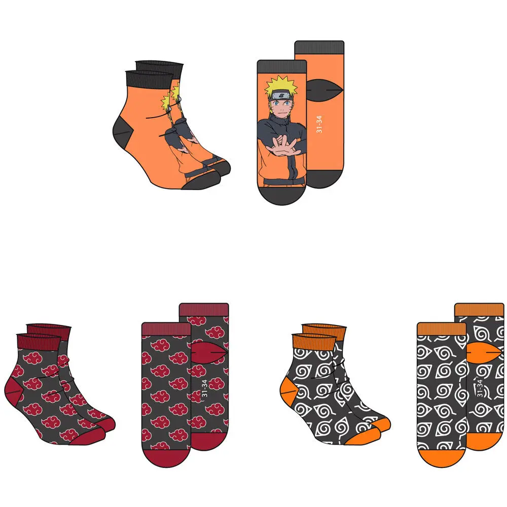 Naruto Shippuden sortiertes Pack 3 Socken adult Produktfoto
