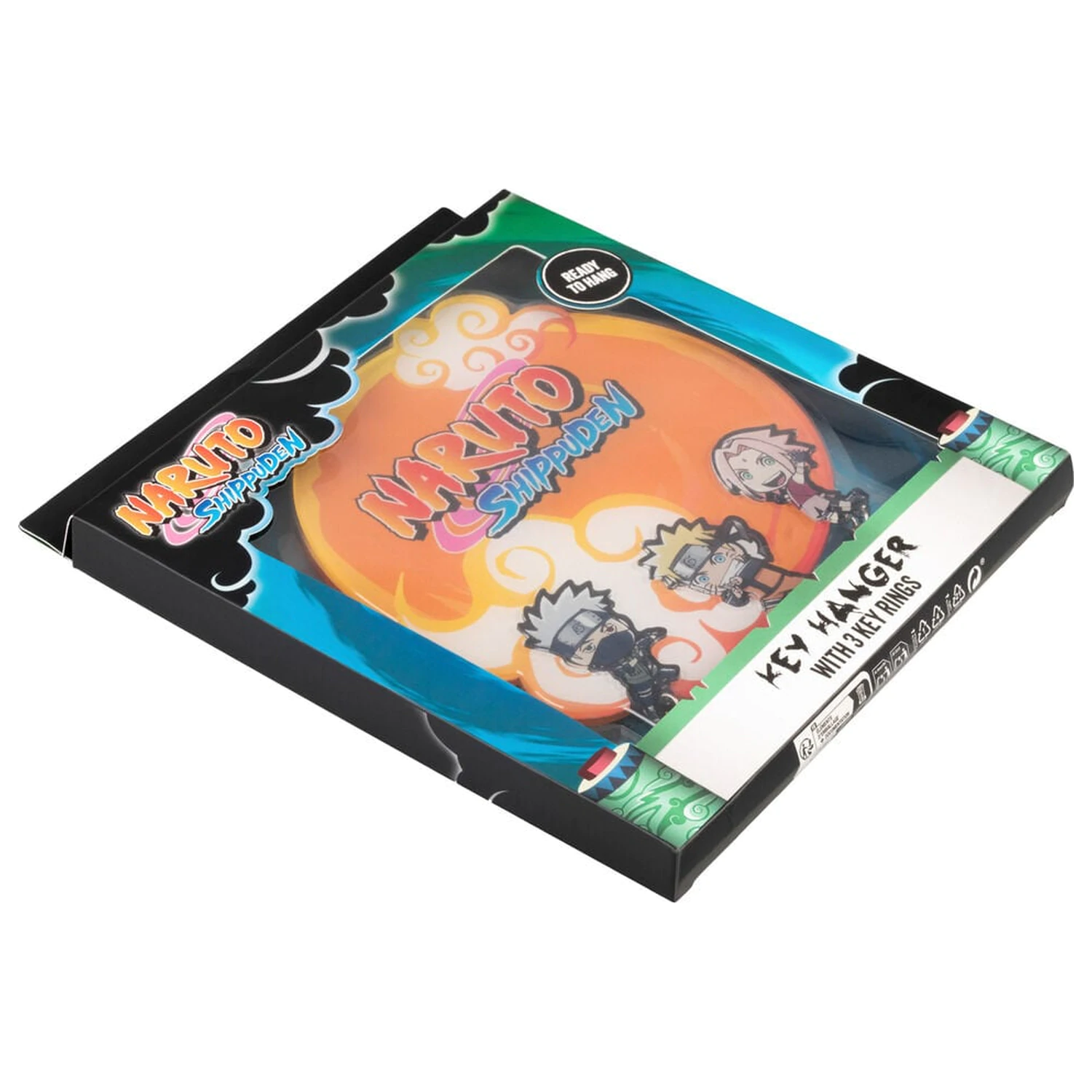 Naruto Shippuden Wand-Schlüsselhalter mit 3 Schlüsselanhängern Produktfoto