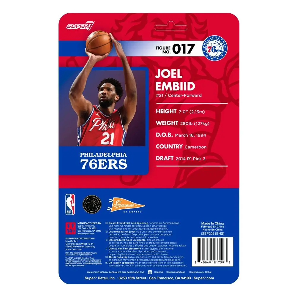 NBA ReAction Actionfigur Wave 3 Joel Embiid (76ers) [Red Statement] 10 cm Produktfoto