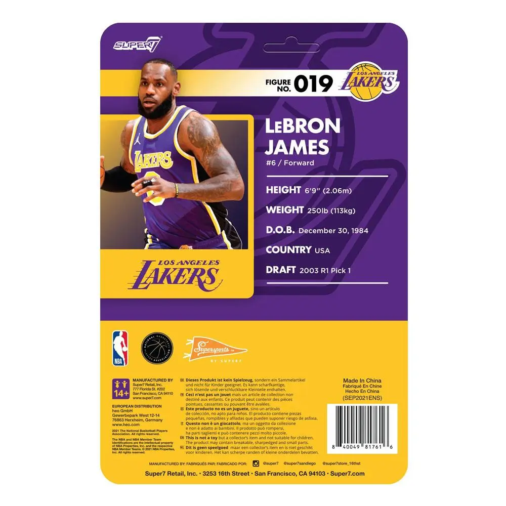 NBA ReAction Actionfigur Wave 3 LeBron James (Lakers) [Purple Statement] 10 cm Produktfoto