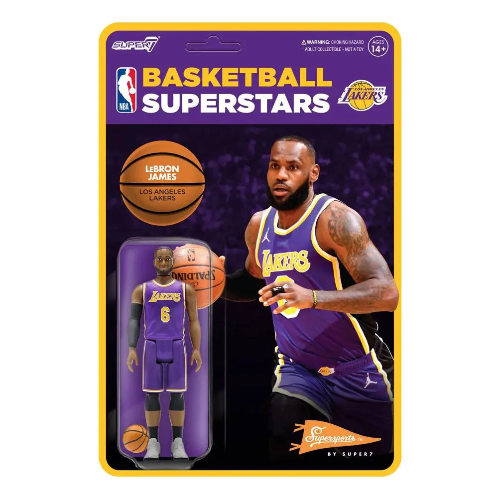NBA ReAction Actionfigur Wave 3 LeBron James (Lakers) [Purple Statement] 10 cm Produktfoto