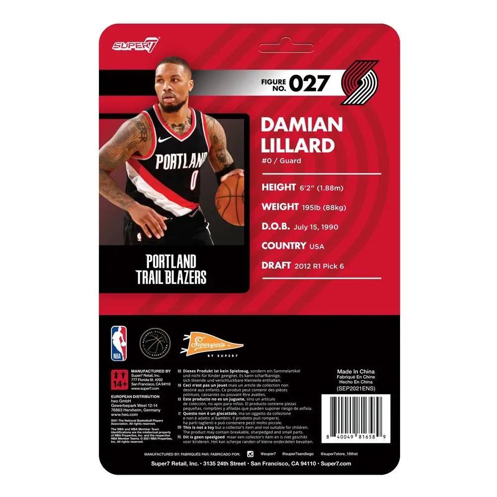 NBA ReAction Actionfigur Wave 4 Damian Lillard (Trail Blazers) 10 cm Produktfoto